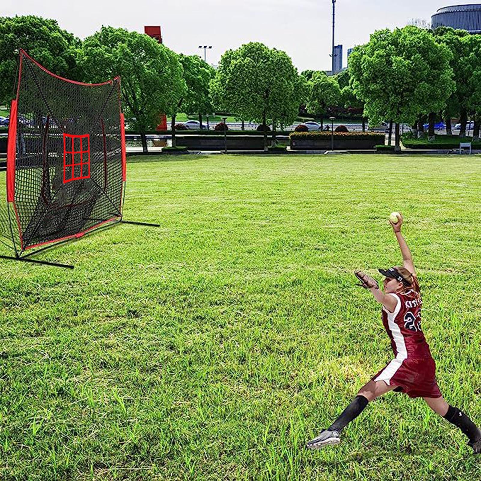 Baseball-Übungsnetz-Set Mit Tee & Schläger – 2,1x2,1 M, Für Schlagen & Werfen, Alle Level