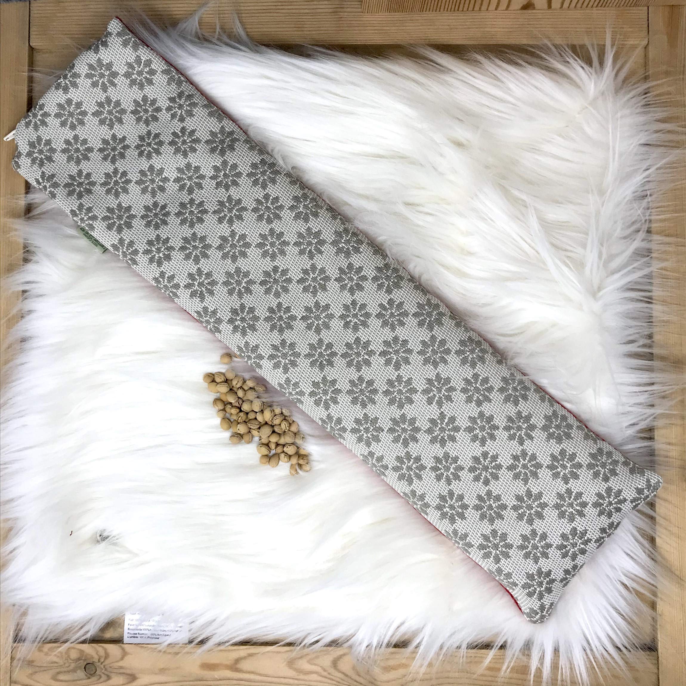 GAIDRA Cuscino BENESSERE con NOCCIOLI di CILIEGIA sfoderabile - jacquard in 100% cotone - 51 x 14 cm - qualitá artigianale dall' Alto Adige - stile tirolese montagna - cervi e cuori