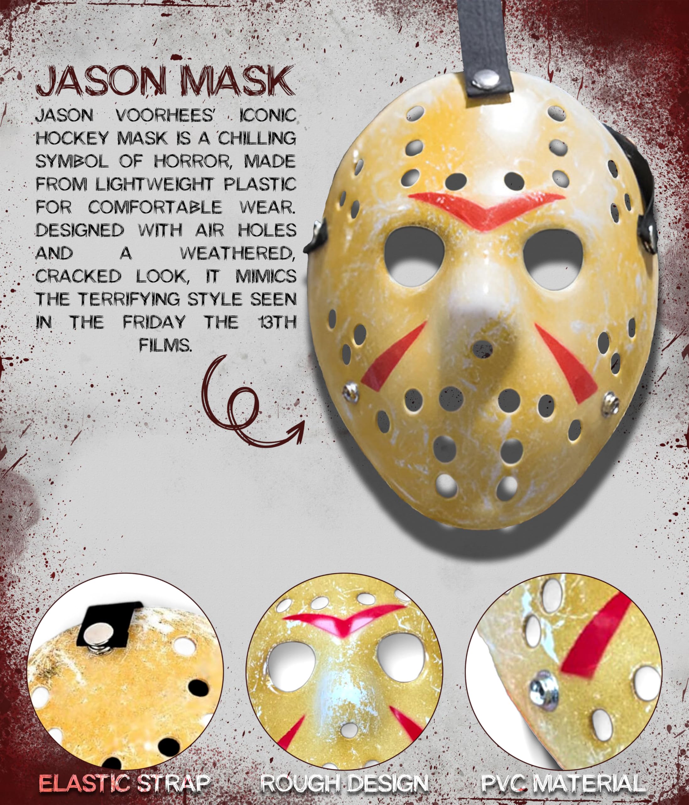 Mega_Jumble Halloween Jason Vorhees Gold Hockey Mask Festival Masquerade Party Horror Scary Fancy Dress Cosplay Mask - Image 2