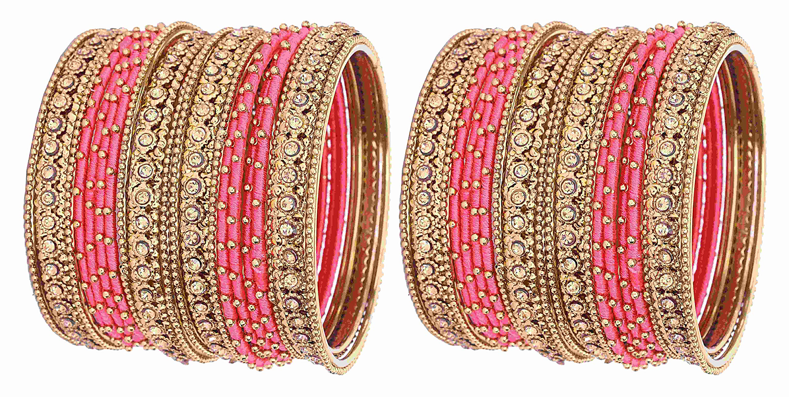 ZULKA Get your traditions Silk Thread, Metal Bangle Set With Zircon For Women &Girls (Pack of 2 Set, Watermelon-2.6) (B07XY9YVF9) Amazon Price History, Amazon Price Tracker