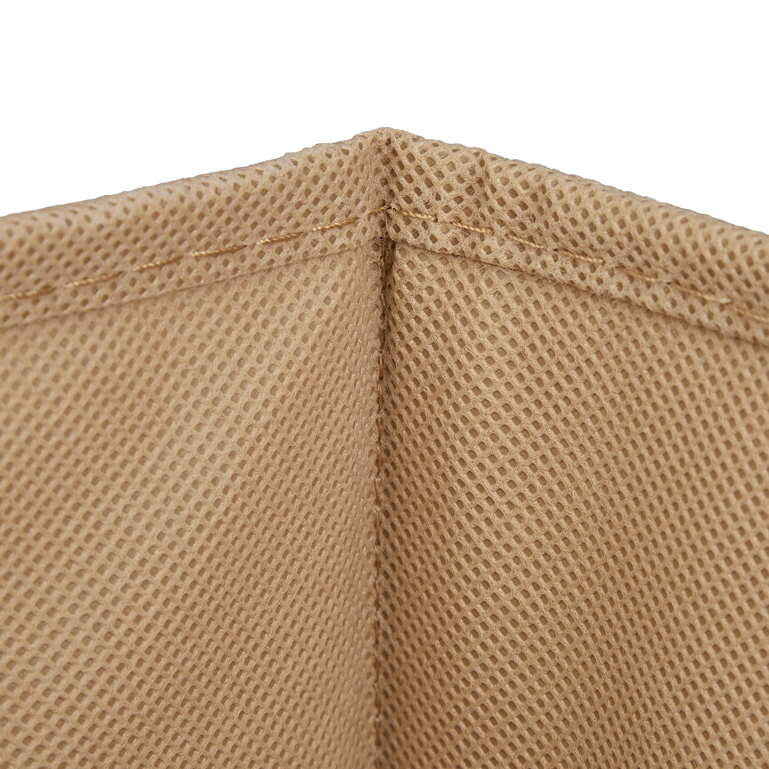 10 x Aufbewahrungskorb Bambus, Badkörbchen quadratisch, Stoff Regalkorb flach, H x B x T 14 x 31 x 31 cm, faltbar, natur