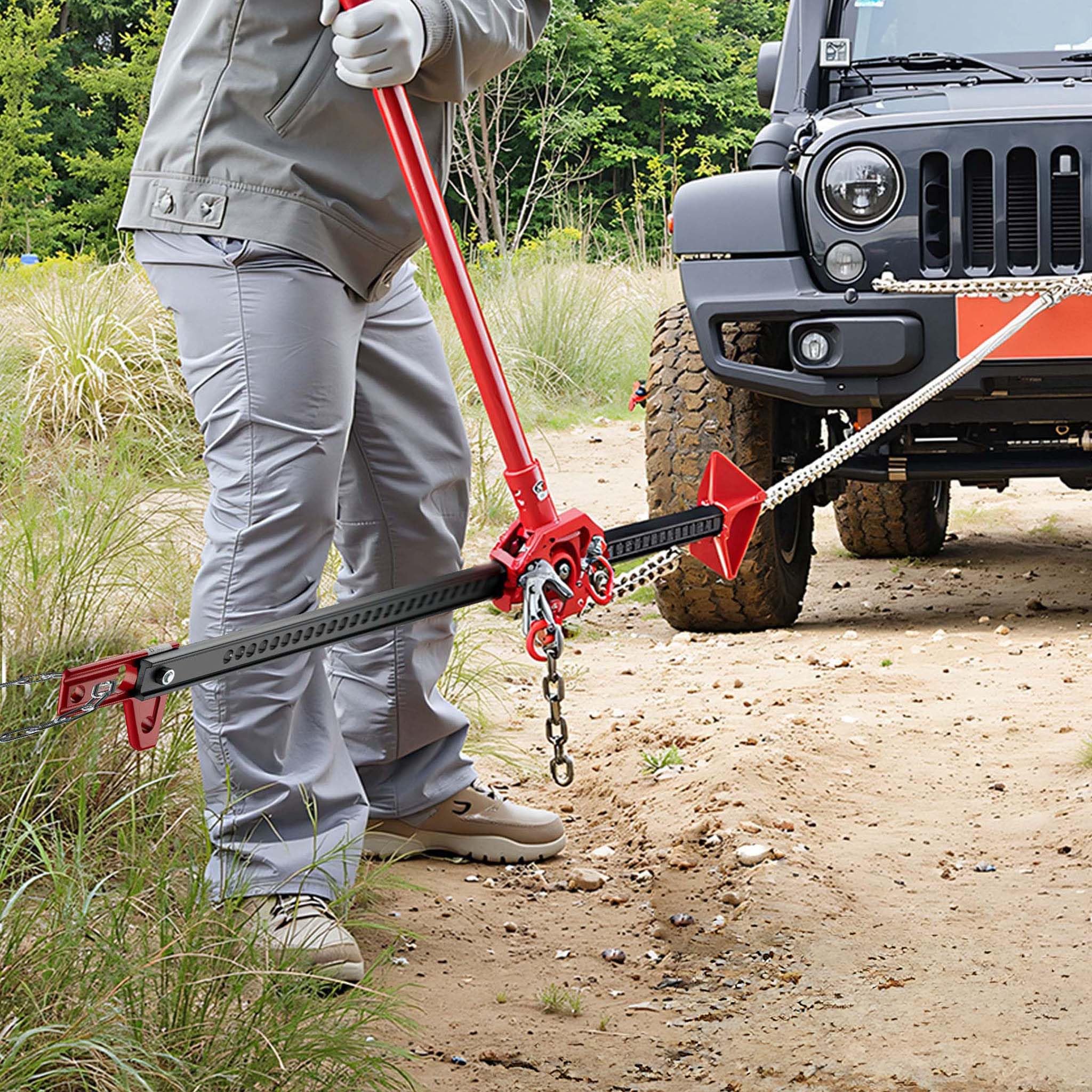 Wiltec Farm Jack – Kompakt-Set Basis, Wagenheber bis 3000 kg und max. 76 cm Hubhöhe mit obere Klemme