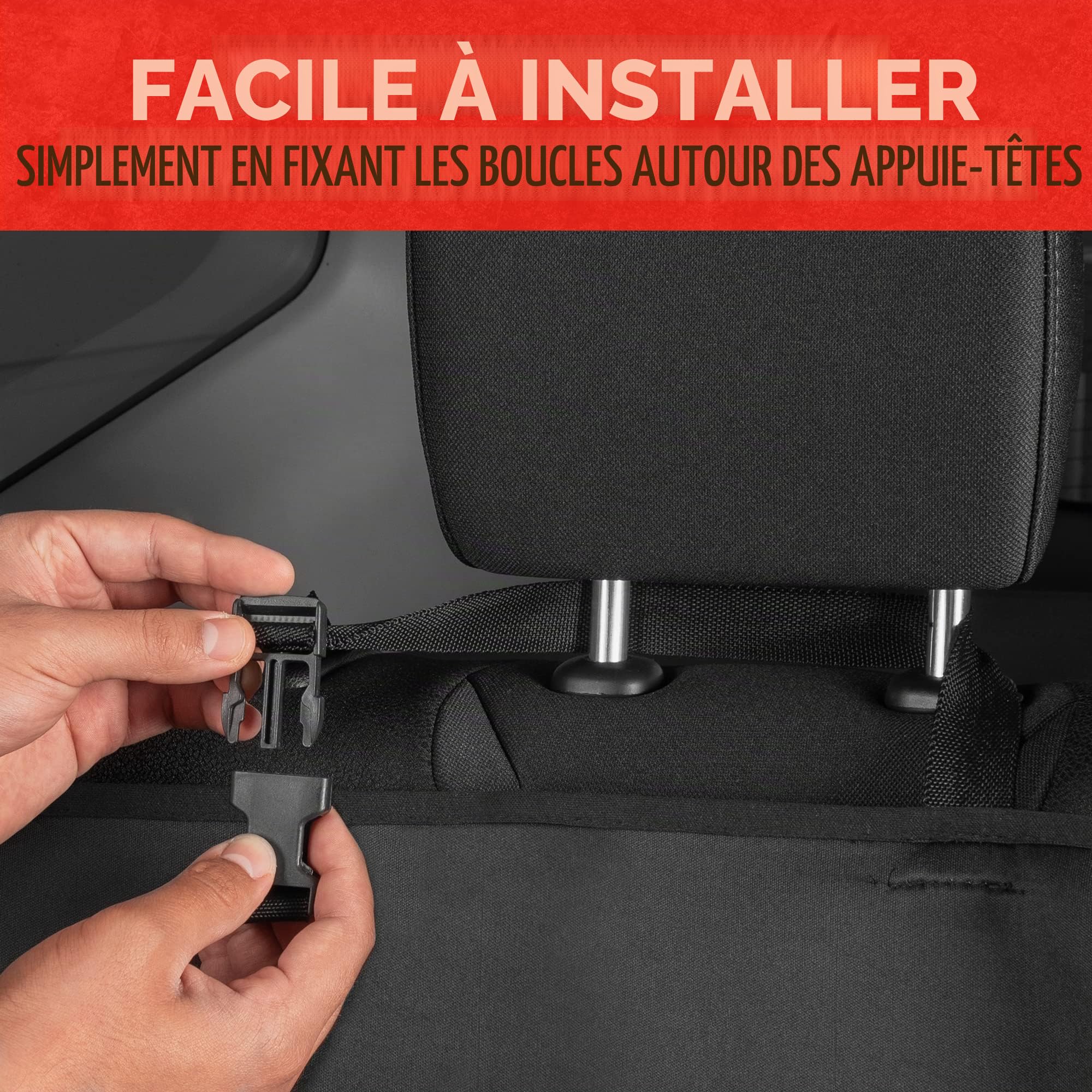 Motor Trend SpillGuard Housse de Protection de siège arrière en néoprène imperméable pour Voitures avec Coutures Grises et Rembourrage pour Enfants et Chiens
