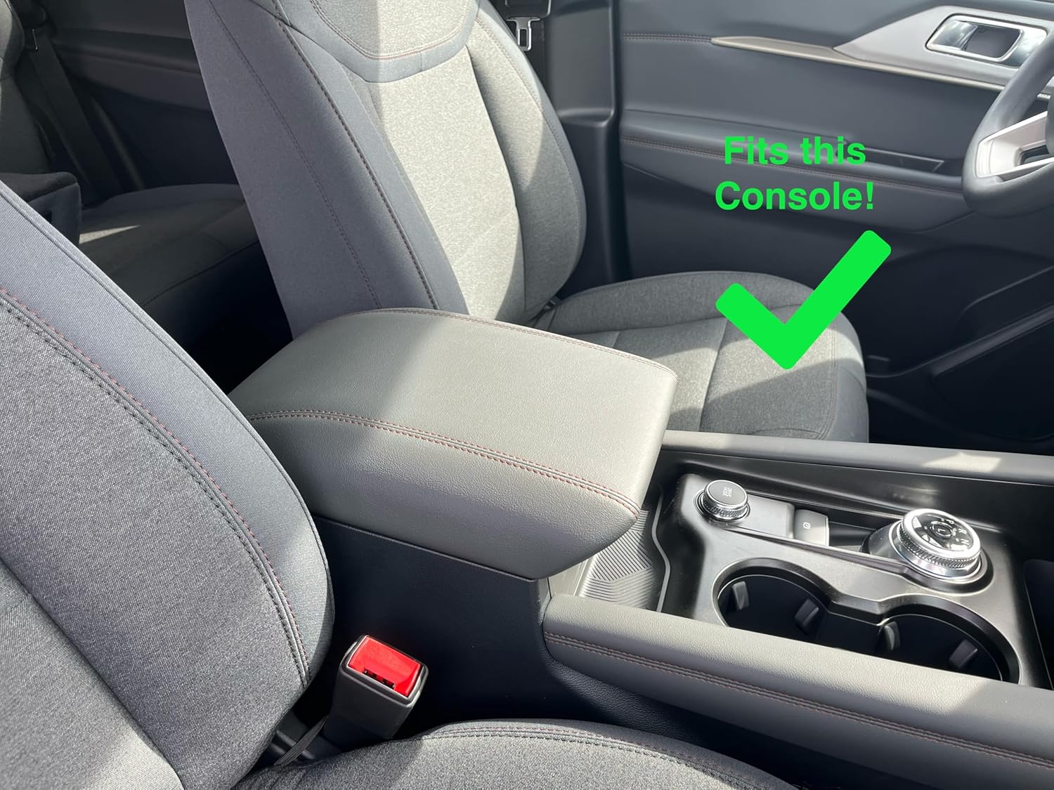 Car Console Covers Plus Made in USA Designed for Ford Explorer 2011-2026 Neoprene Auto Armrest Center Console Cover Protector (F15) Gray