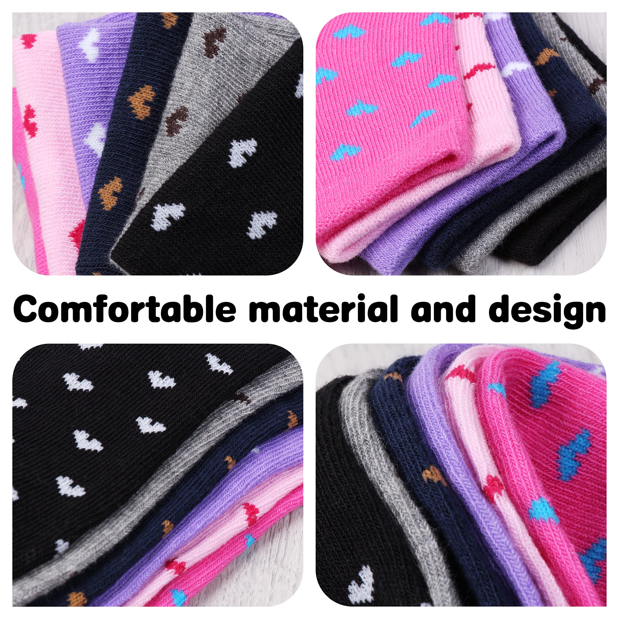L&K-II 10/12 paia di calzini per bambina con simpatici motivi a cuore Calzini per bambini calzini da ginnastica multicolor 2825