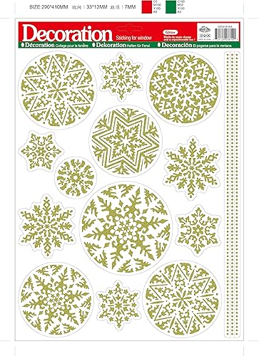 Miniatura 1 de bCreative Calcomanías de Navidad para invierno, calcomanías de vidrio para ventanas, adhesivos de bricolaje, 4 hojas surtidas de copos de nieve de