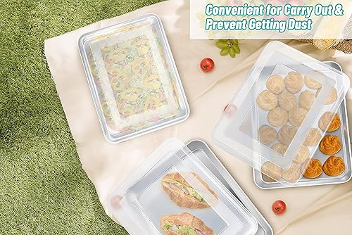 Miniatura 10 de TeamFar Moldes rectangulares para tartas con tapas, 10.5 x 8 x 2 pulgadas de acero inoxidable para hornear asados, saludables y sólidos, superficie
