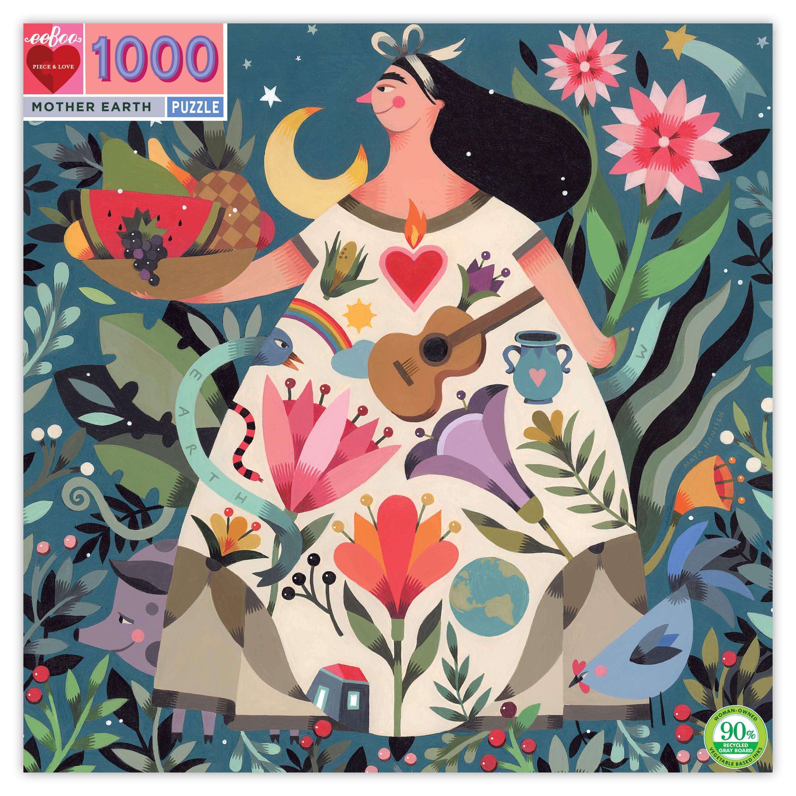 eeBoo: Piece and Love Mother Earth 1000 Piece Square Adult Jigsaw Puzzle, Puzzle for Adults and Families, Glossy, Sturdy Pieces and Minimal Puzzle Dust