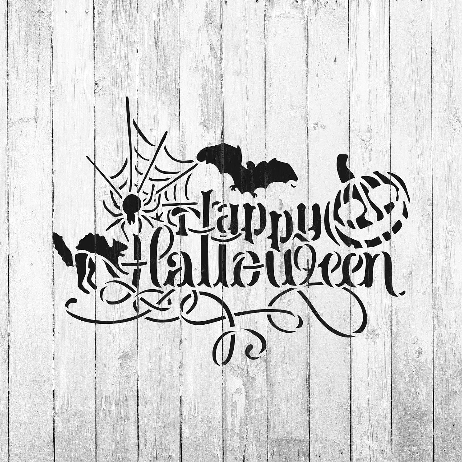 Happy Halloween Pumpkin Stencil - Halloween Stencil, Horror Decor, Halloween Sign, Reusable Stencils for Halloween Festivities