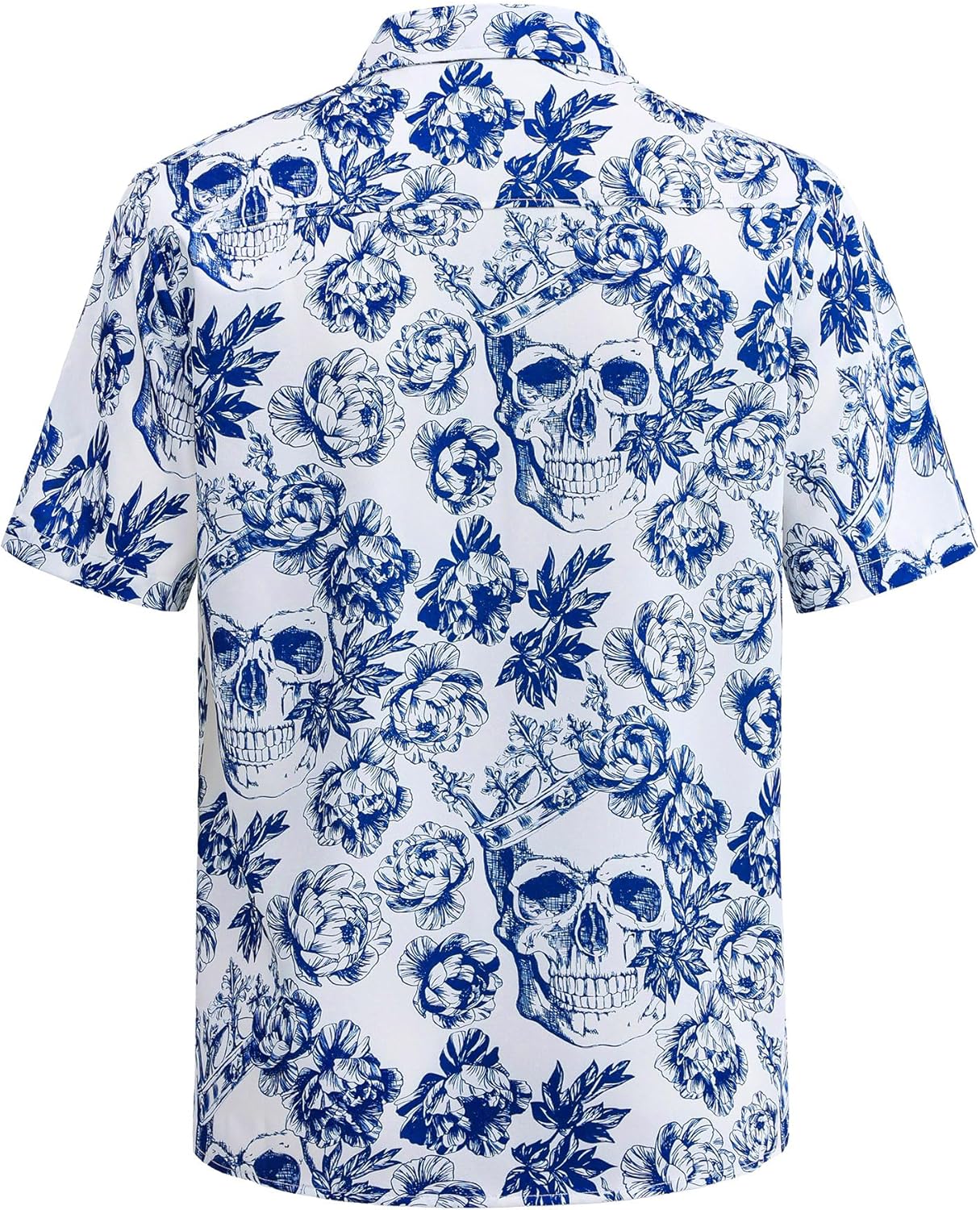 Mens Hawaiian Skull Floral Shirt Short Sleeve Button Down Funny Skeleton Holiday Shirts Casual Tropical Shirt - Image 3