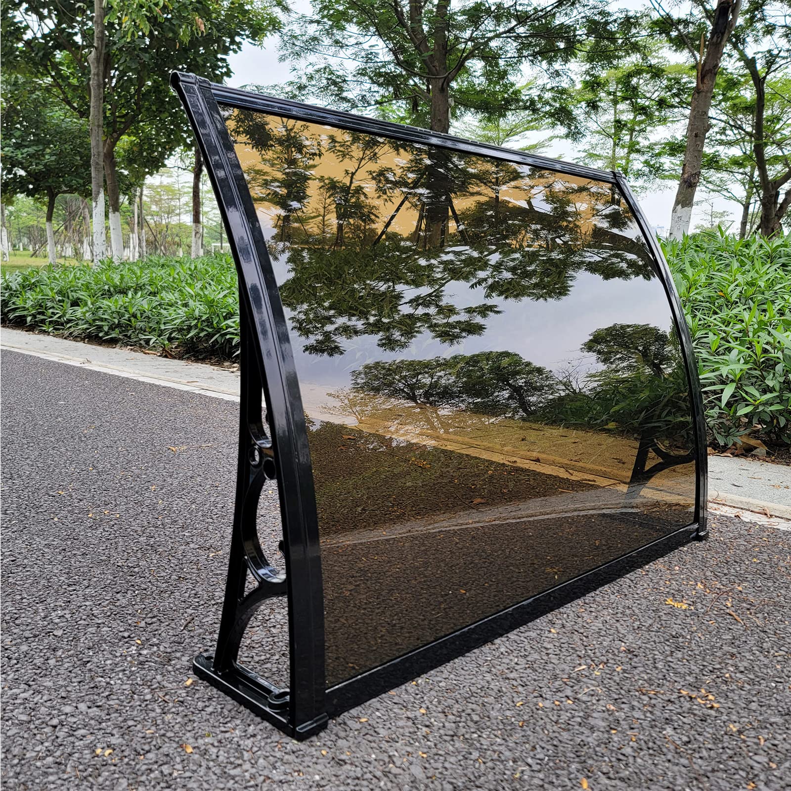 Auvent de porte d'entrée en polycarbonate et aluminium 80 cm pour protection de maison