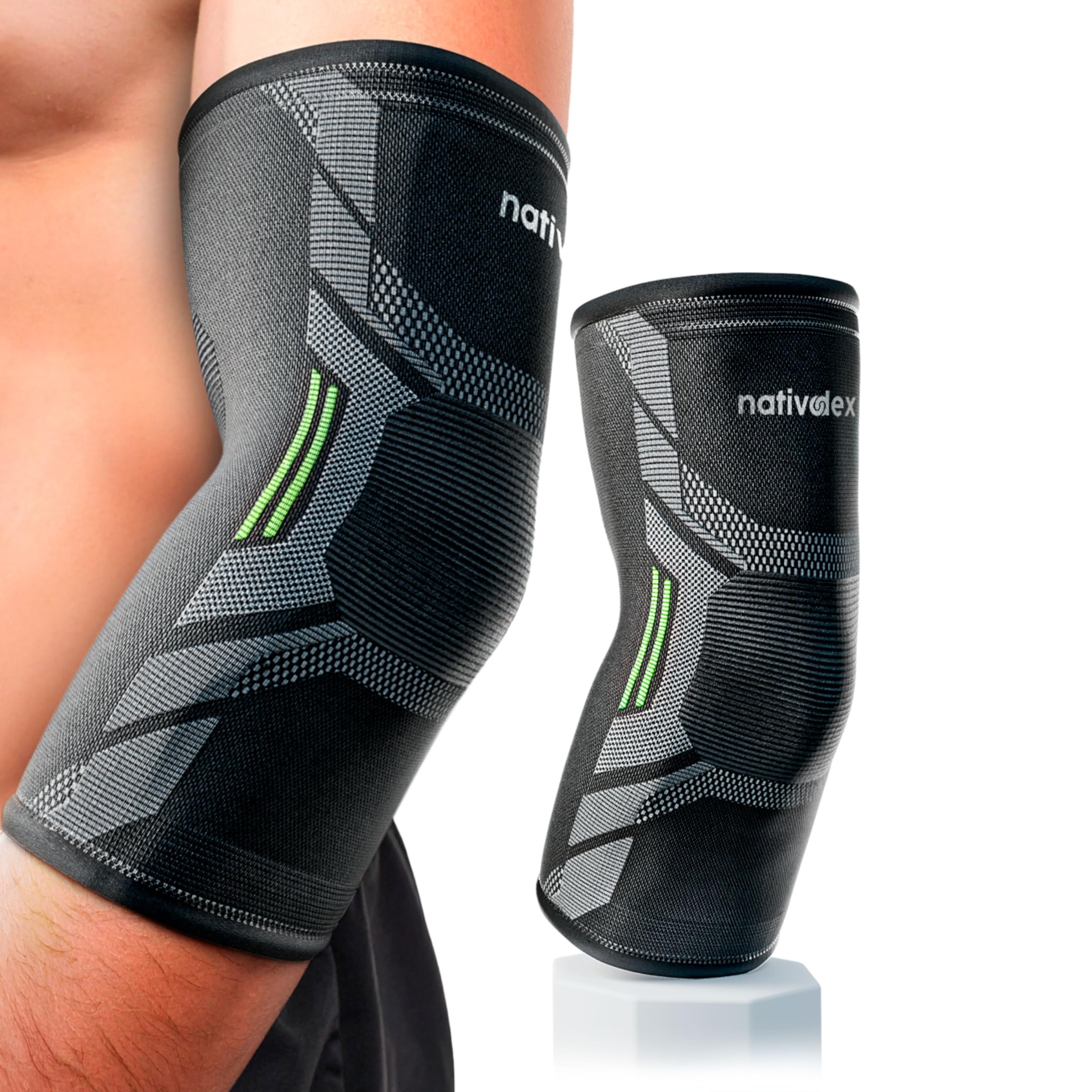 NativoDex Codera de Compresión para Epicondilitis y Tendinitis | Manga para Codo de Tenista y Golfista | Soporte Articular para el Día a Día, Tenis y Pádel | Hombre y Mujer