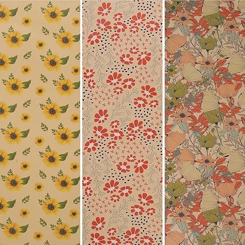 Miniatura 2 de Aimyoo Paquete de papel de regalo floral de estraza, flores de primavera vintage, papel de regalo para bodas, despedidas de soltera, cumpleaños, 3