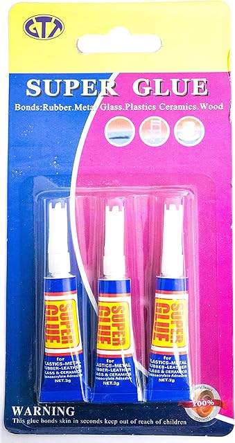 Super Glue Tubes 3g - 3 Pack Quick Dry Extra Strong Adhesive for Instant Repair Plastic Rubber Wood Glass Leather DIY Craft Transparent Glue