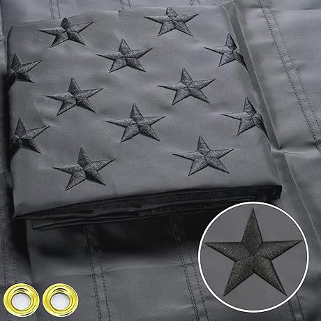 Embroidered All Black American Flags 3x5