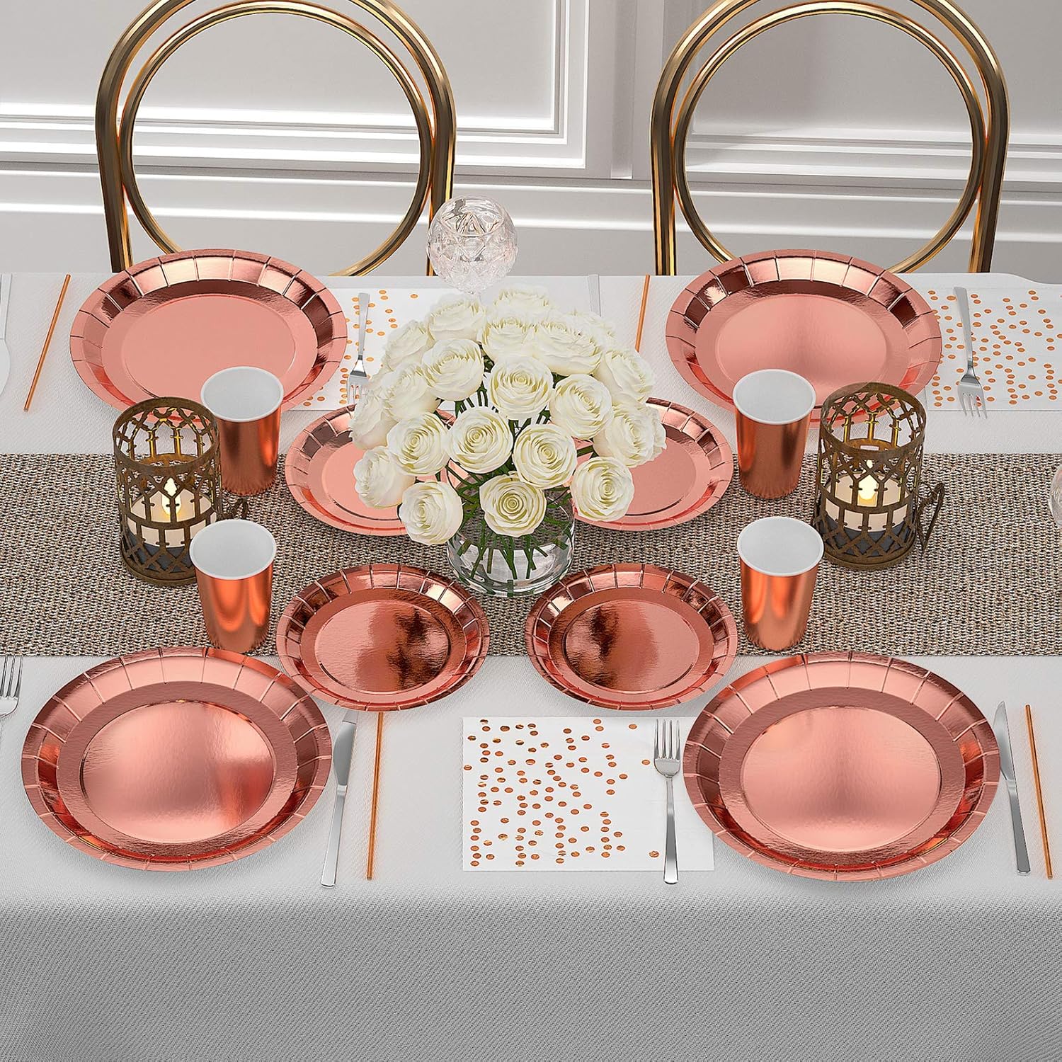 Lоwеѕt Prісе VAINECHAY 146Pcs Rose Gold Party Supplies Set Paper Party Plate Disposable Tableware Pink Birthday Plates Cups Napkins Straws Sets for 25 Guest Baby Shower Girls Wedding Anniversary