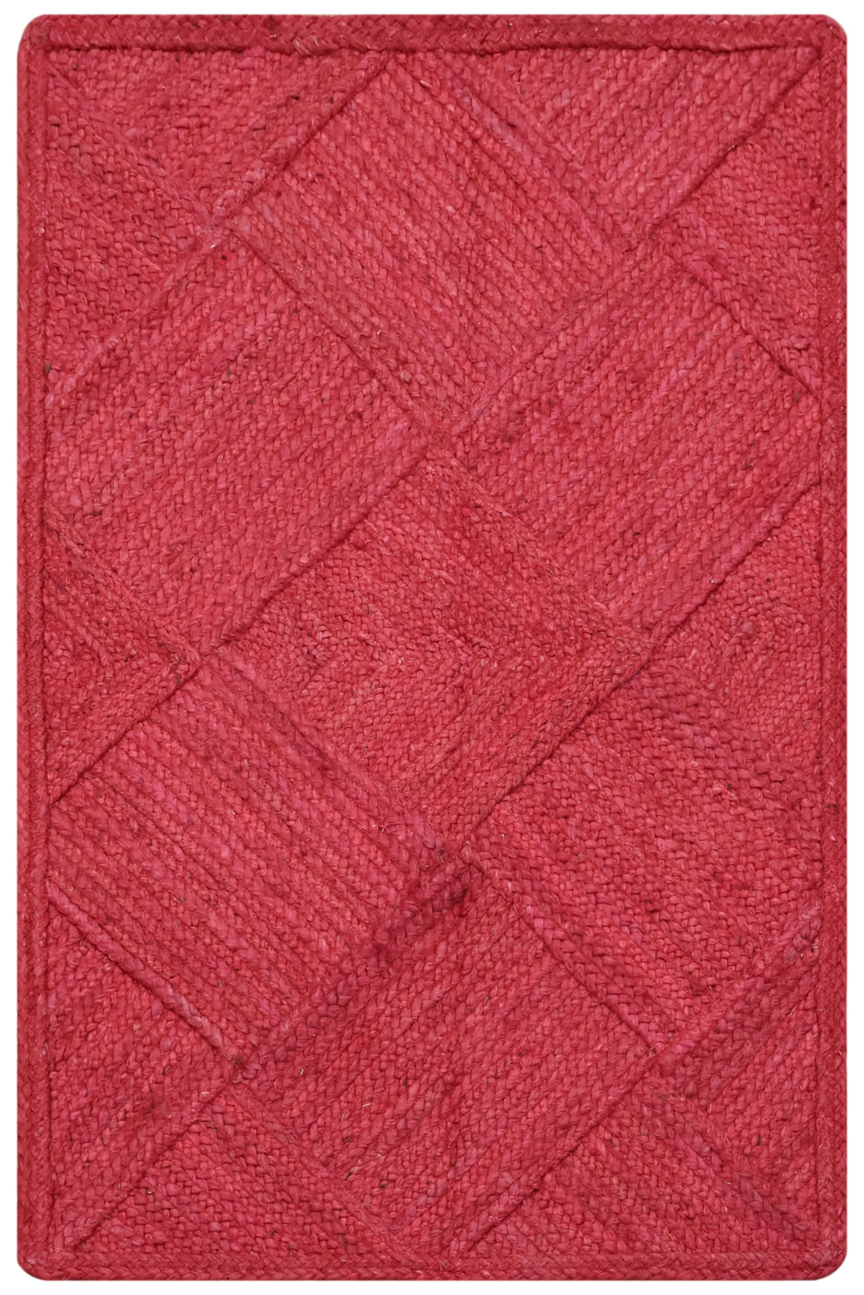 Tapis Kilim en jute tressé rouge 122x243 cm pour salon et chambre