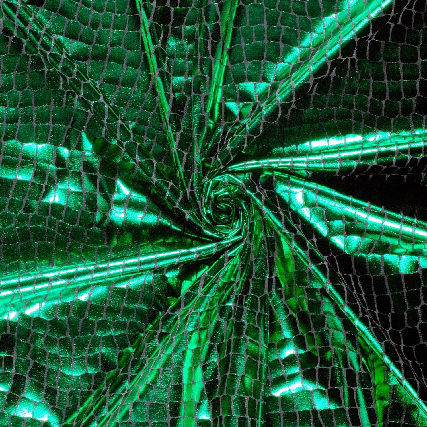 Crs Fur Fabrics Green Spandex Dance Lame Foil Crocodile Fabric Material 1Mtr