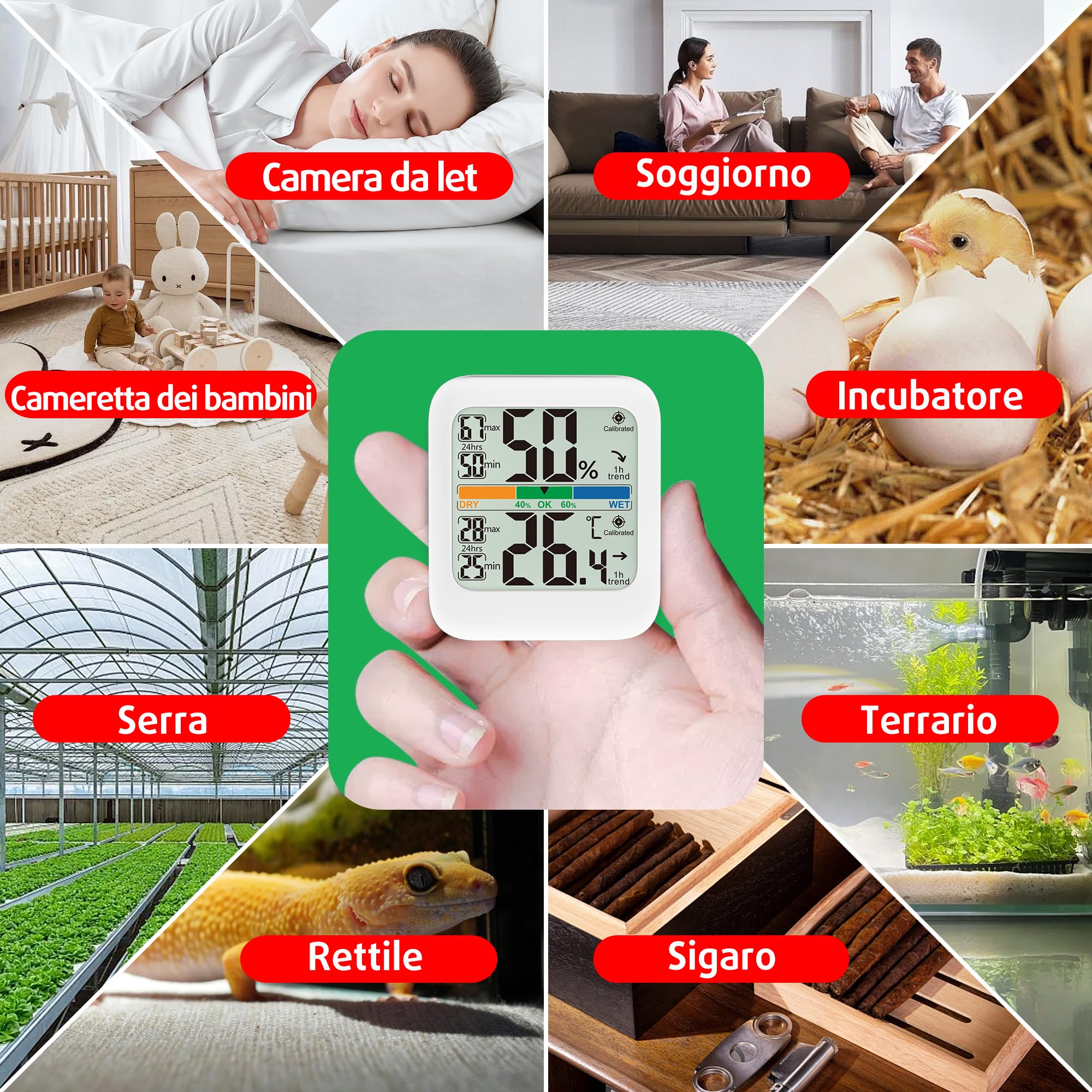 G.CATACC Termometro Igrometro Digitale per Ambiente Interno Misuratore di Umidità Temperatura Casa
