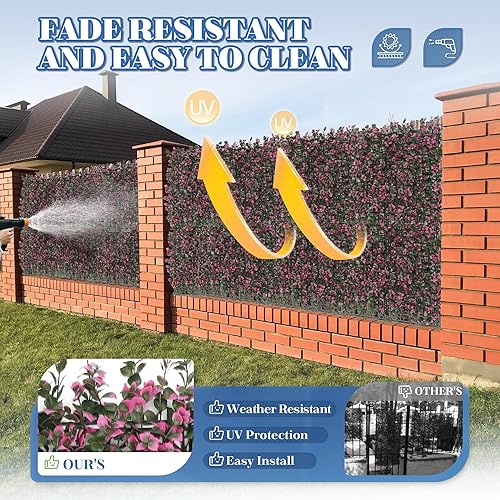 Miniatura 3 de Valla ECOOPTS, de hiedra artificial, 20 x 20 (50.8 x 50.8 cm), panel verde para decoración de exteriores o interiores, laurel, madera de boj, para