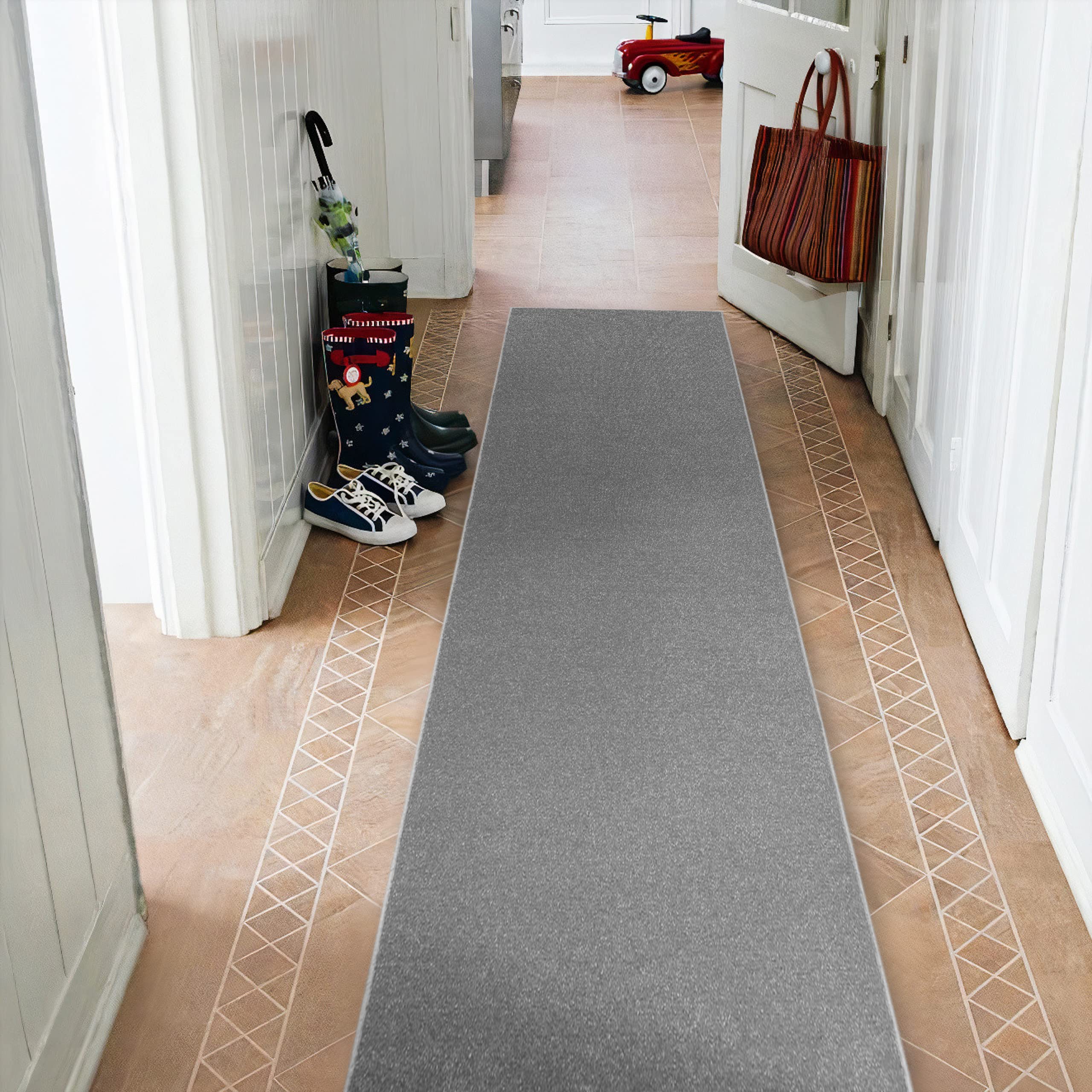rugsx Tapis de Couloir Eton pour la Cuisine, Le Hall, Le Couloir, l'entrée, Solide, Classique, Argent 70x500 cm
