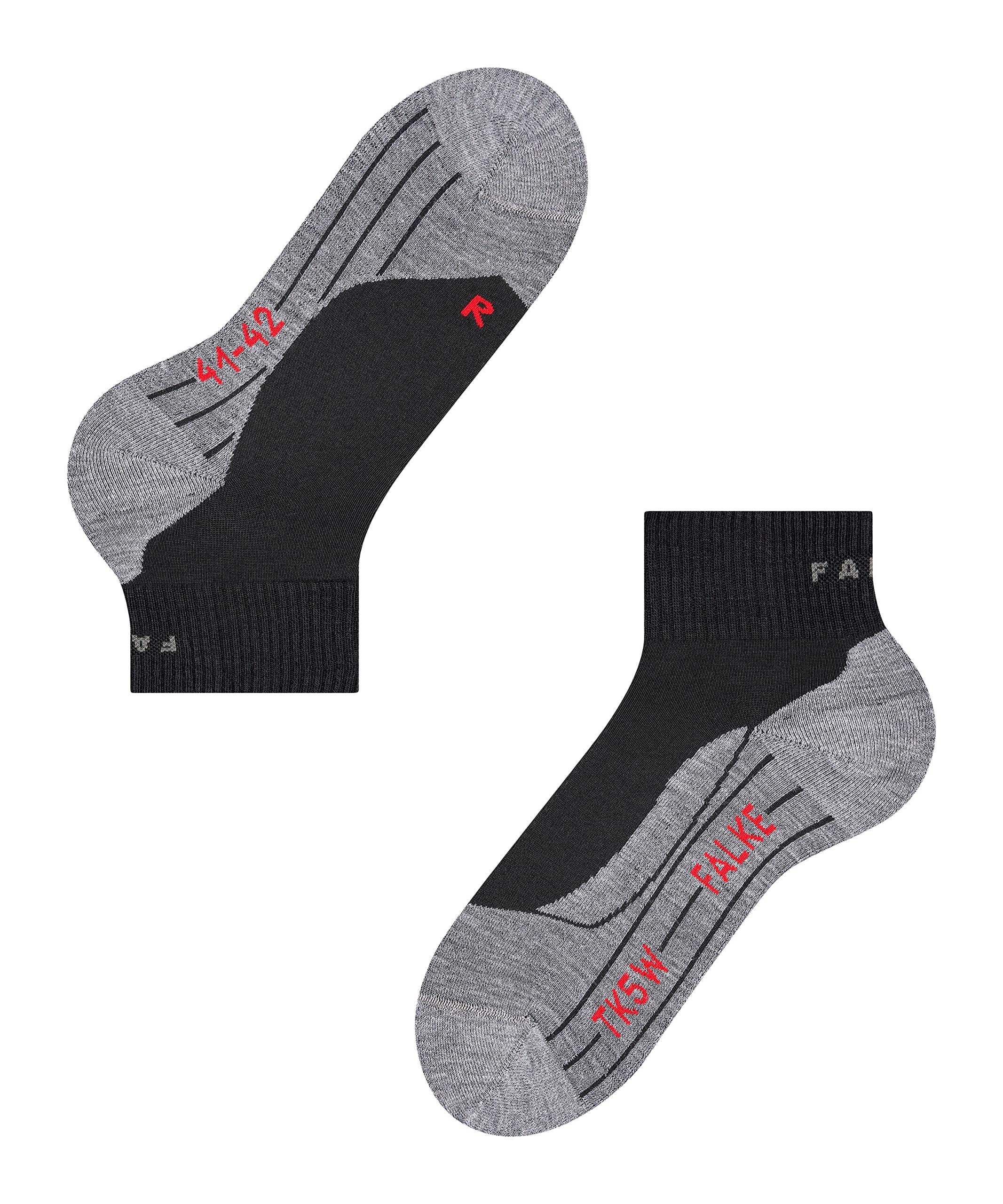 FALKE Kobiety Skarpety do wędrówek TK5 Wander Short W Sso wełna materiał funkcjonalny przeciw pęcherzom cienkie 1 Para, Czarny Black-Mix 3010, 39-40