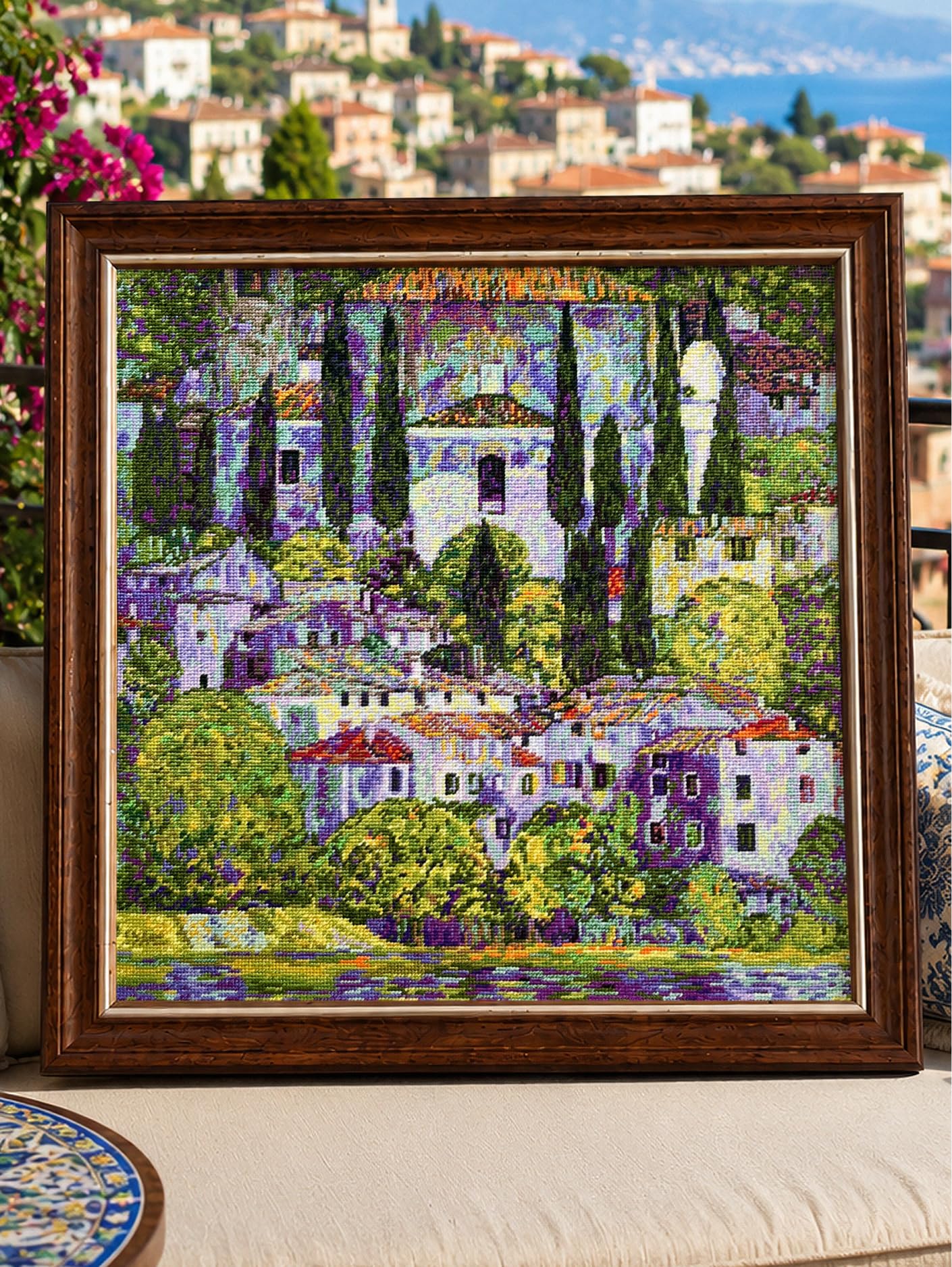 RIOLIS Paesaggio con Cipressi da un Dipinto di G. Klimt 2338 Kit Punto Croce Contato, 40 x 40 cm Kit da Ricamo per Adulti, Kit di Ricamo Creativo per Principianti ed Esperti