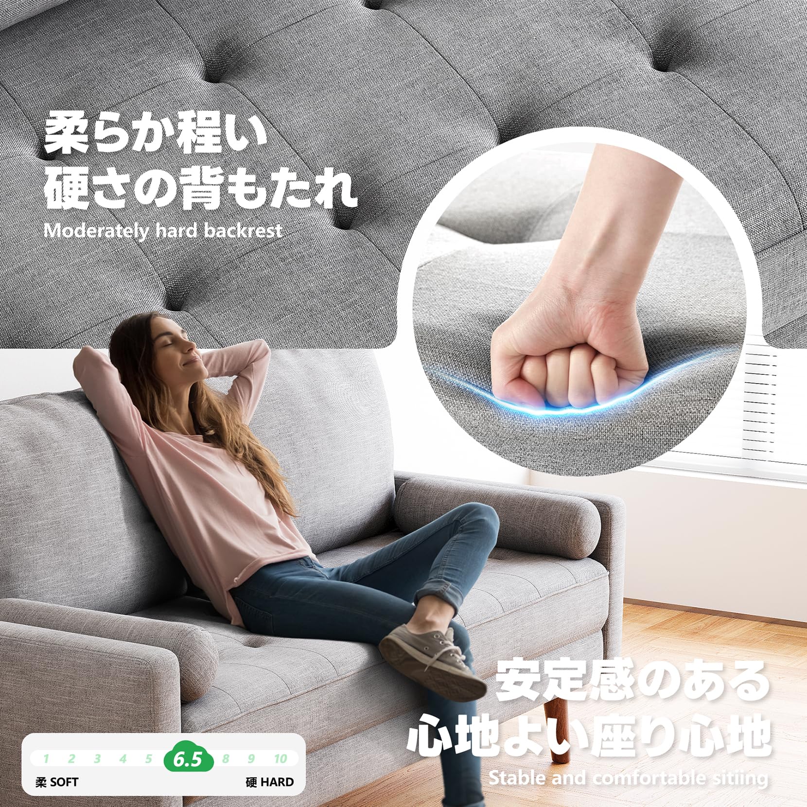 Amazon｜Vesgantti ソファ 3人掛け モダン 組立簡単 幅173cm おしゃれ