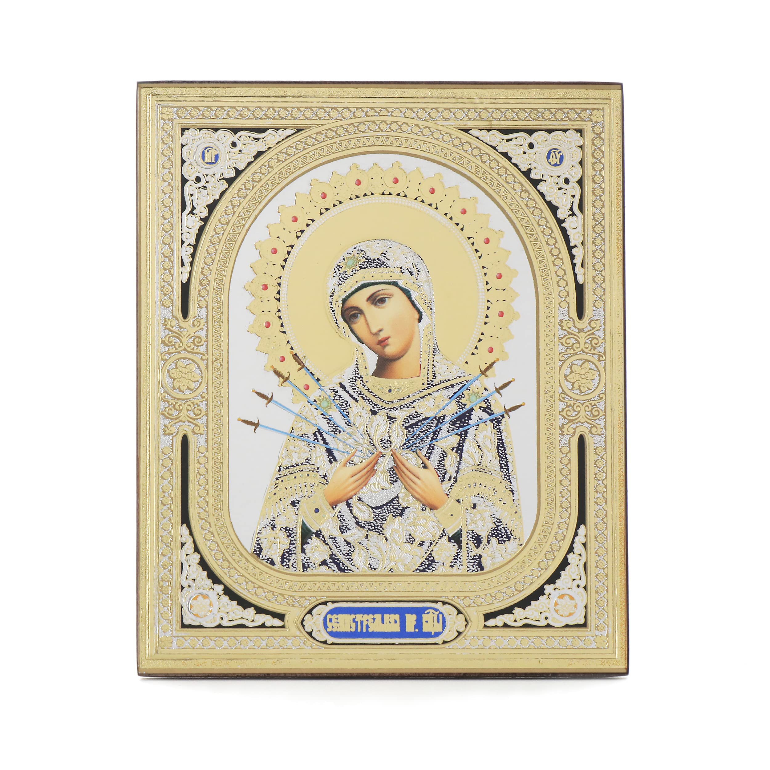 Nklaus Mother Of God Seven Arrows 11372 Wooden Icon 10 X 12 Cm Christian Orthodox