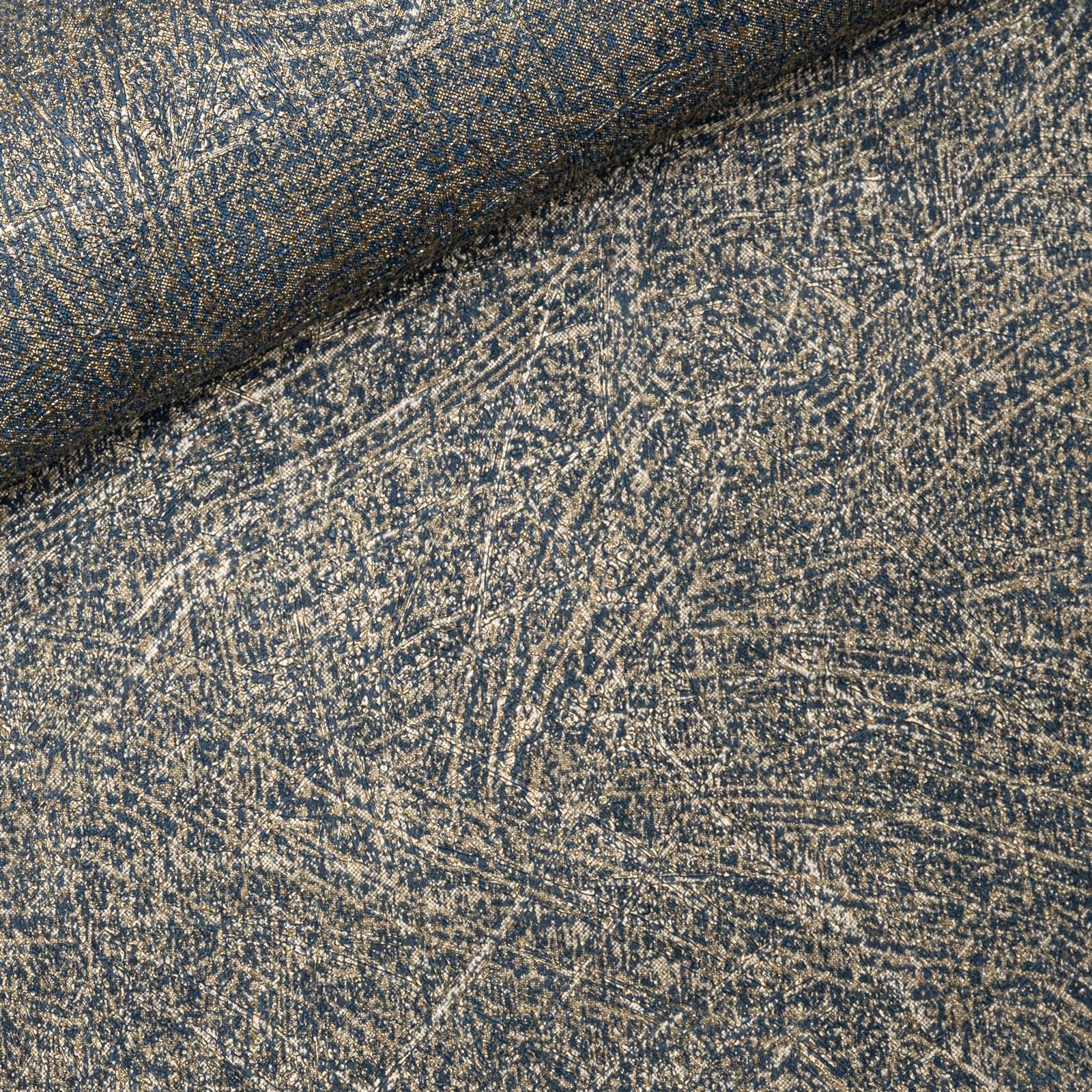 Sophie Laurence Gold, Navy, Blue Navy Blue & Gold Metallic Textured Wallpaper – Shimmer Surface, Paste-The-Wall Vinyl Feature Roll (53 Cm × 10.05 M)