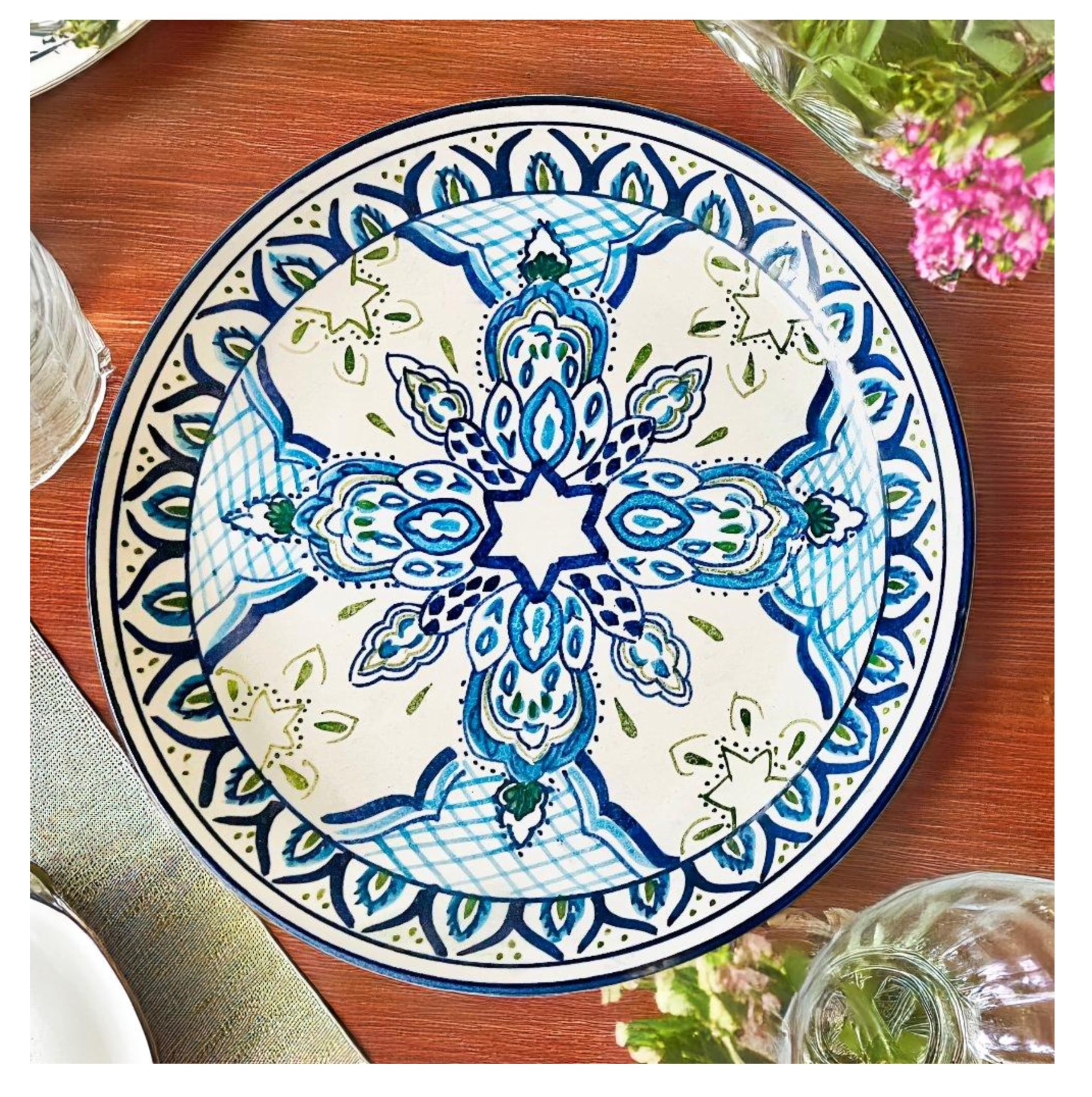 SPHINX Ceramic Stoneware Dinner Plates, 10 Inches, 2 Pieces, Blue Harmony - Microwave & Dishwasher Safe