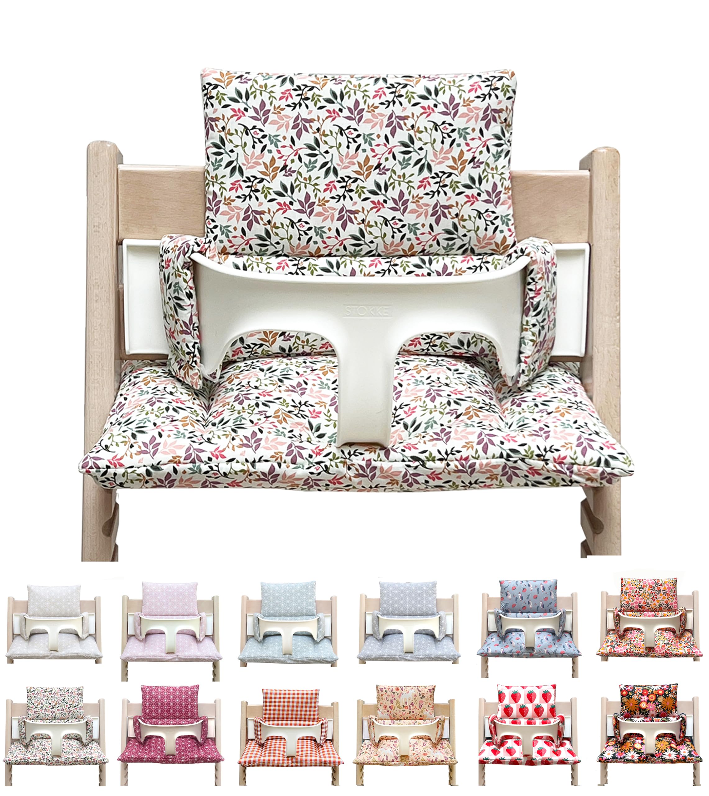 Blausberg Baby - Sitzkissen Set ABWASCHBAR kompatibel mit Stokke Tripp Trapp Hochstuhl Materialien Oek-Tex Standard Zertifiziert - Made in Germany (Blumen Bunt)