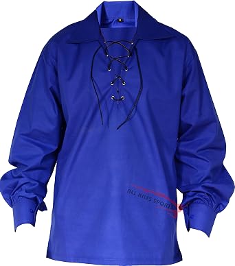 Mens Jecobite Royal Blue Ghillie Kilt Shirt - Kilts Shirts