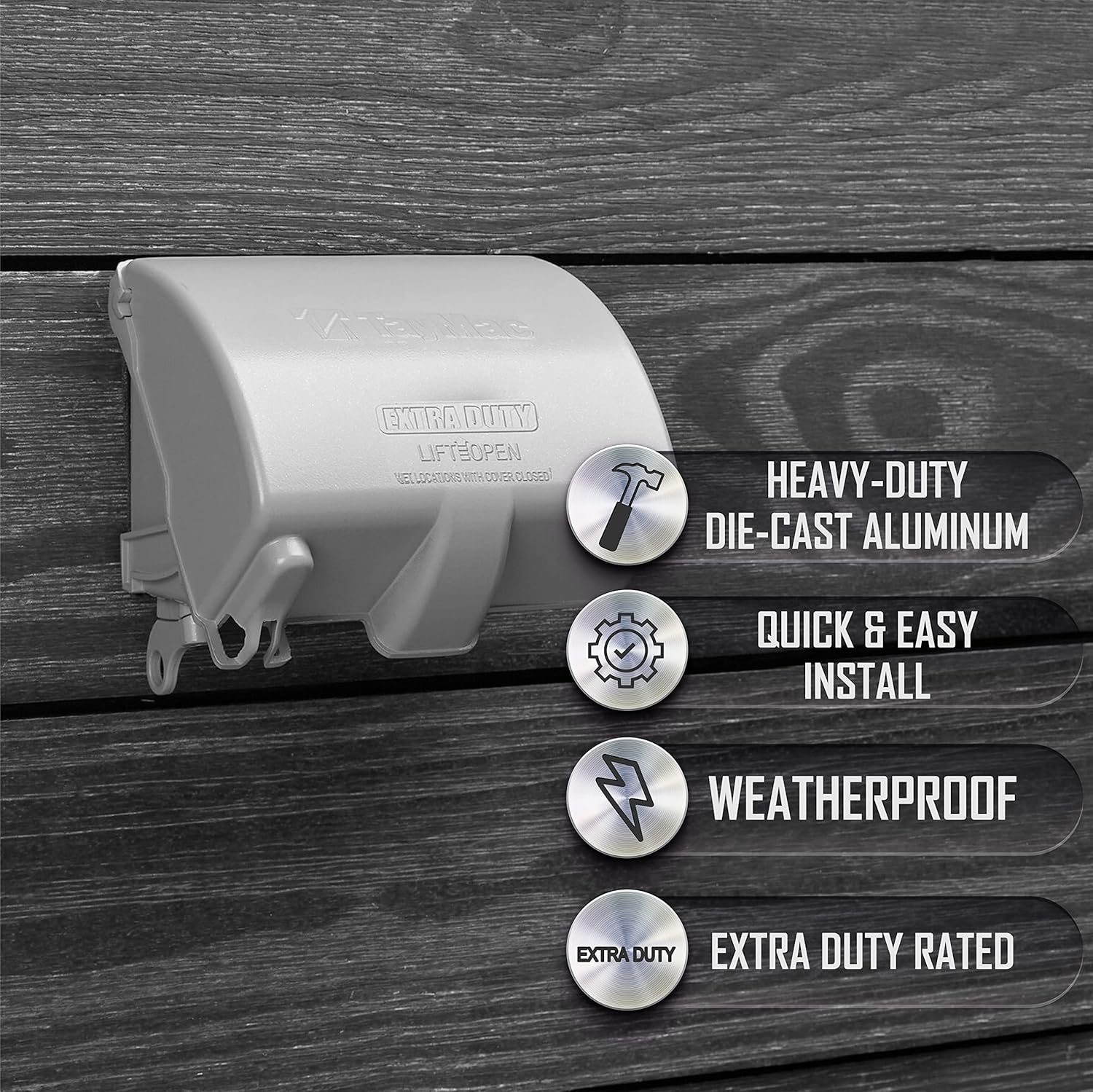 TayMac MX4380S EXTRA DUTY Gray 1-Gang Expandable Weatherproof In-use 3-1/2-in. Electrical Outlet Cover for Home Improvement, Outdoor Outlet Cover for Electrical Box, UFAST Configuration