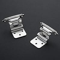 Vista 2 de Ravinte 30 paquetes (15 pares) Bisagras de gabinete empotradas de cromo pulido de 3/8 pulgada para gabinetes de cocina, bisagras autocerradoras