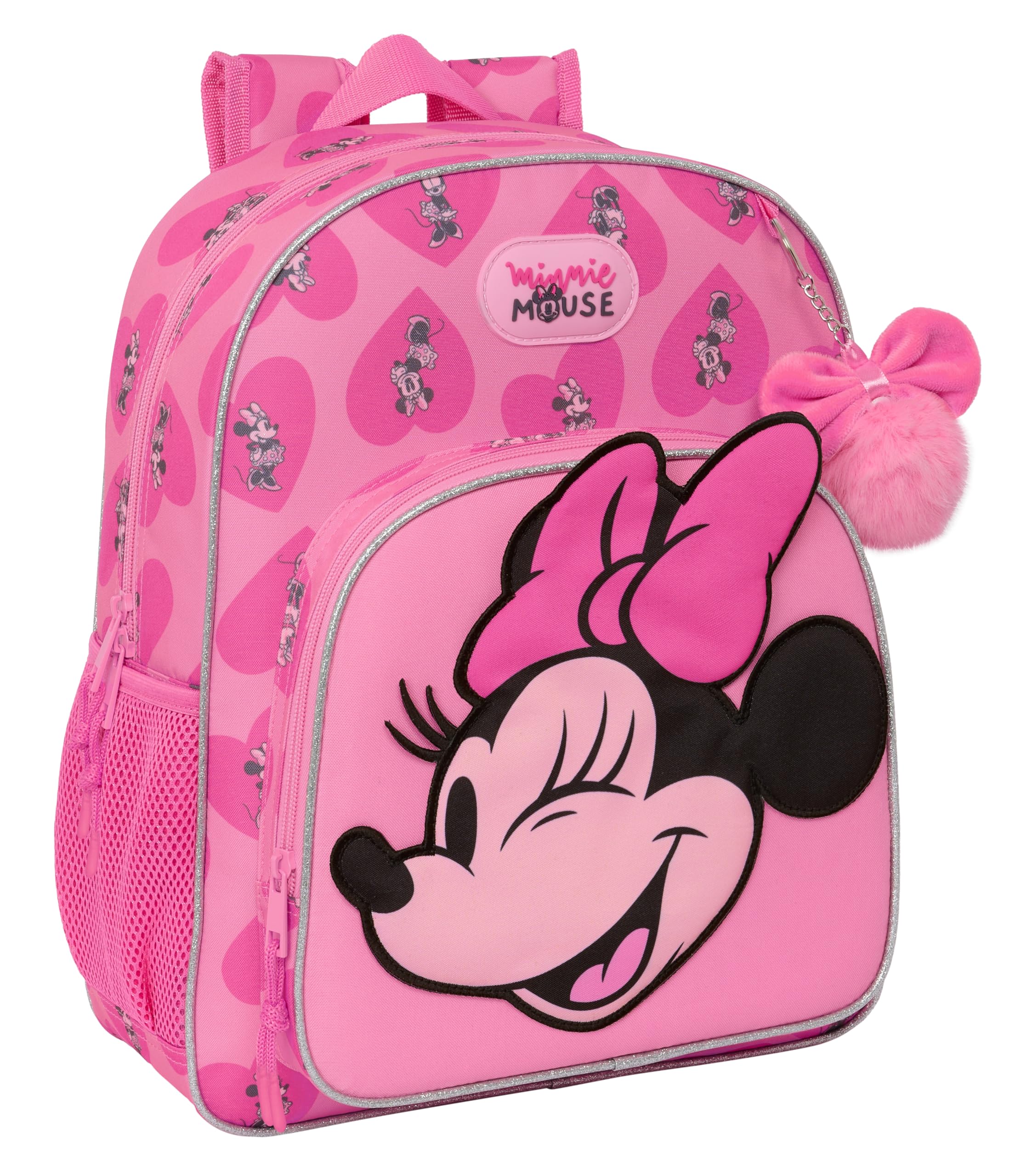 Safta MINNIE MOUSE LOVING - Mochila Escolar Niño, Mochila Infantil, Adaptable a Carro, Ideal para Niños en Edad Escolar, Cómoda y Versátil, Calidad y Resistencia, 32x12x38 cm, Color Rosa