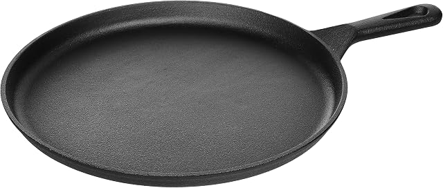 Amazon Basics Pre-Seasoned Cast Iron Round Griddle - 26.67 cm