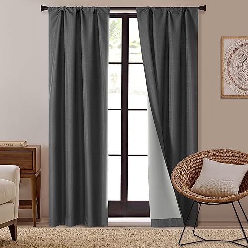 Dearfoams Juego de 2 cortinas opacas de eficiencia energética, 37 x 84 pulgadas, color negro