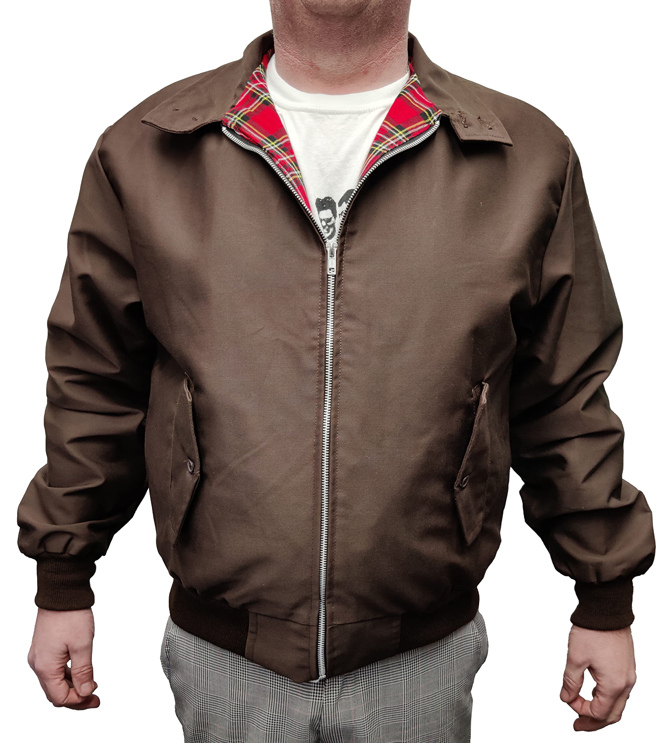 Mazeys Mens Classic Harrington Jackets (Large, Brown)