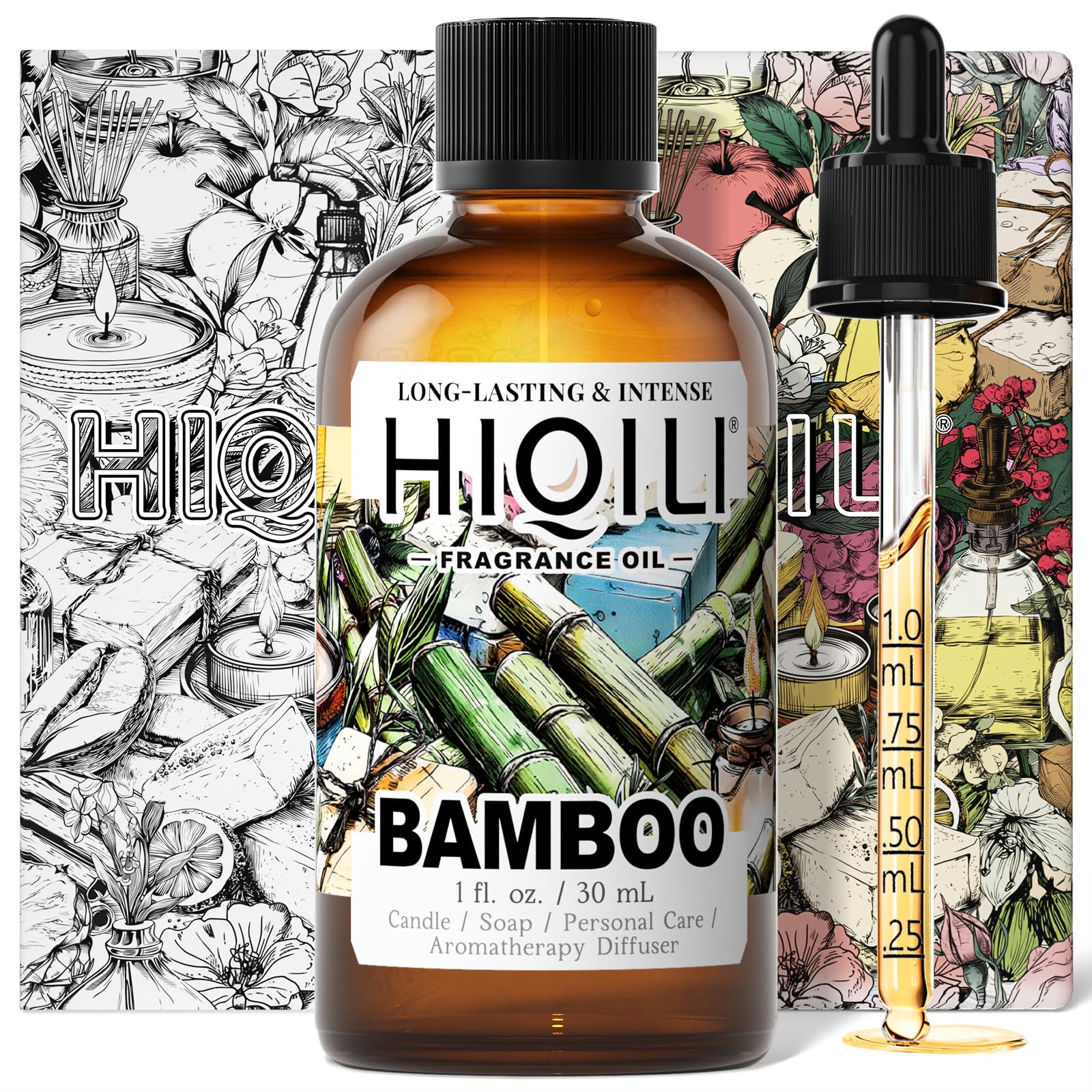 HIQILI Bamboo Fragrance Oil for Scent Diffuser, Idea for Candle & Soap Making, DIY Room Air Fresheners, New Car Scent - 1 Fl Oz