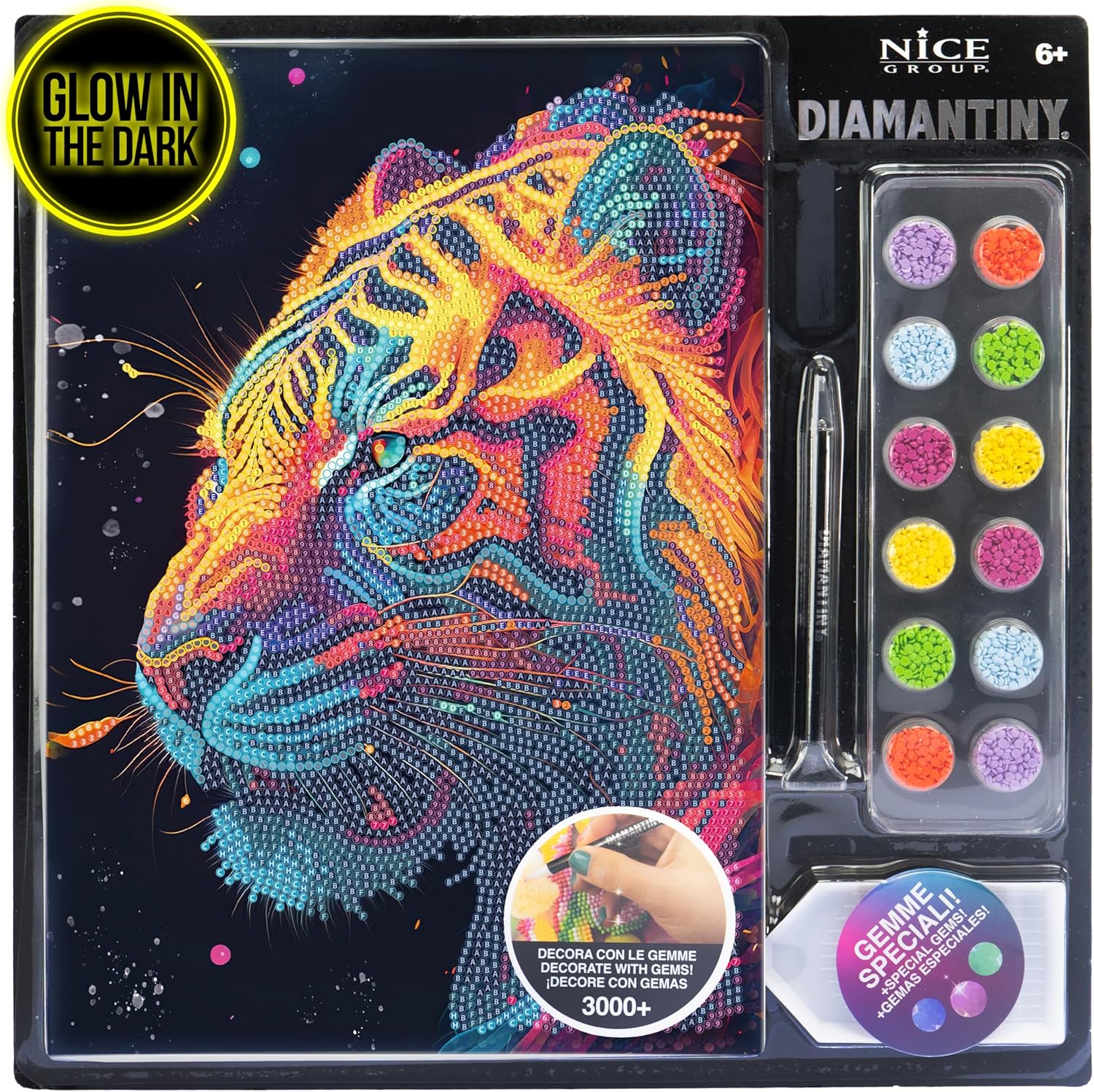 DIAMANTINY - Tiger Paint by Numbers, Multicoloured, A4, 96026