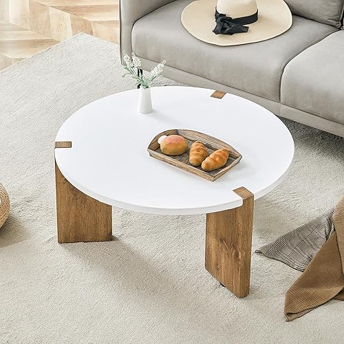 Miniatura 7 de Mesa de centro rectangular de madera de 47.2 pulgadas, mesas de centro modernas de mediados de siglo para sala de estar, parte superior de MDF y