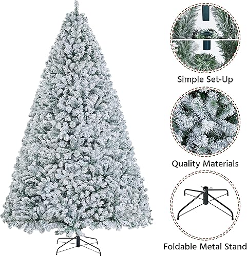 Miniatura 8 de Yaheetech Árbol de abeto artificial de Navidad con bisagras de alta calidad de 9 pies para decoración de fiesta en casa, oficina, con 2108