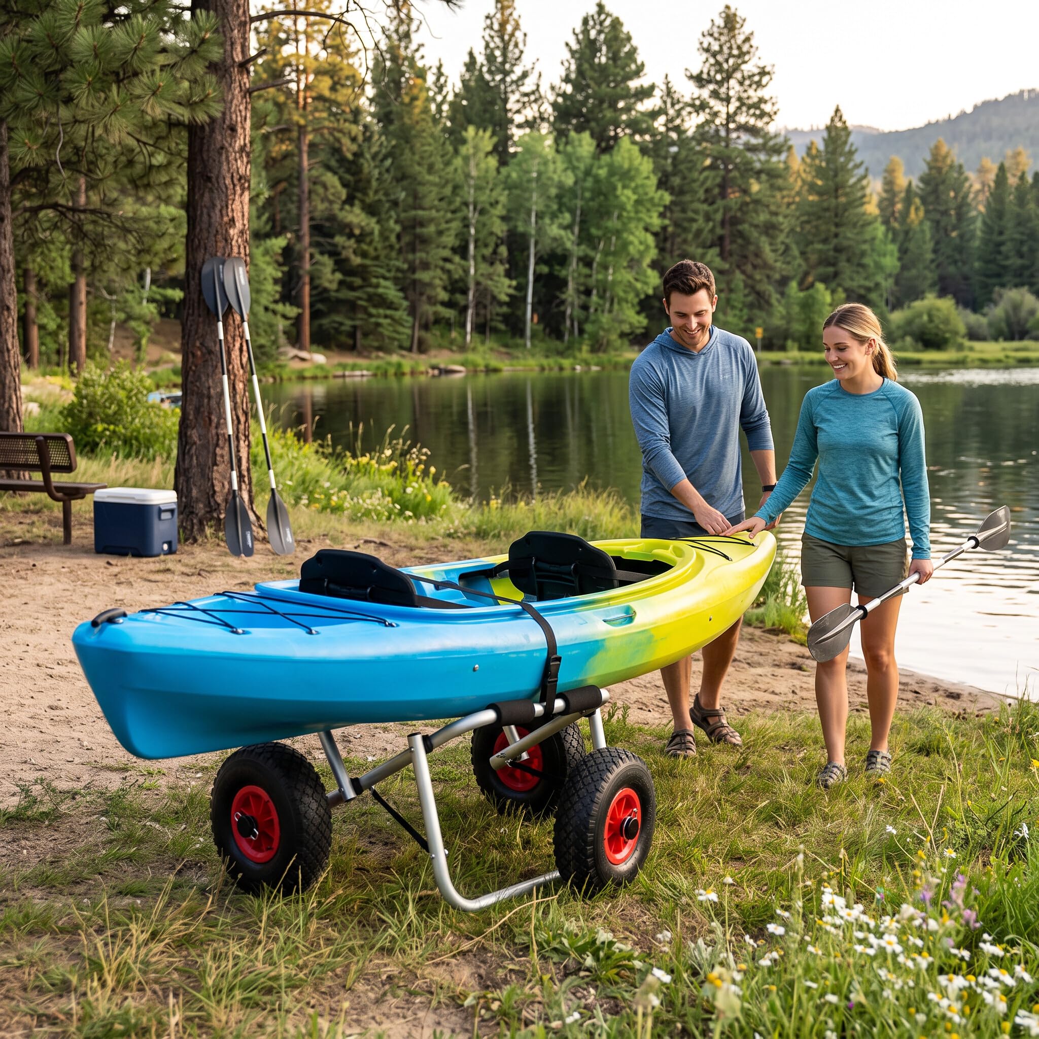 Wakects Carrito de Kayak,Carro Transporte Kayak Plegable 80kg,para el Transporte de Barcos Canoe O Kayak
