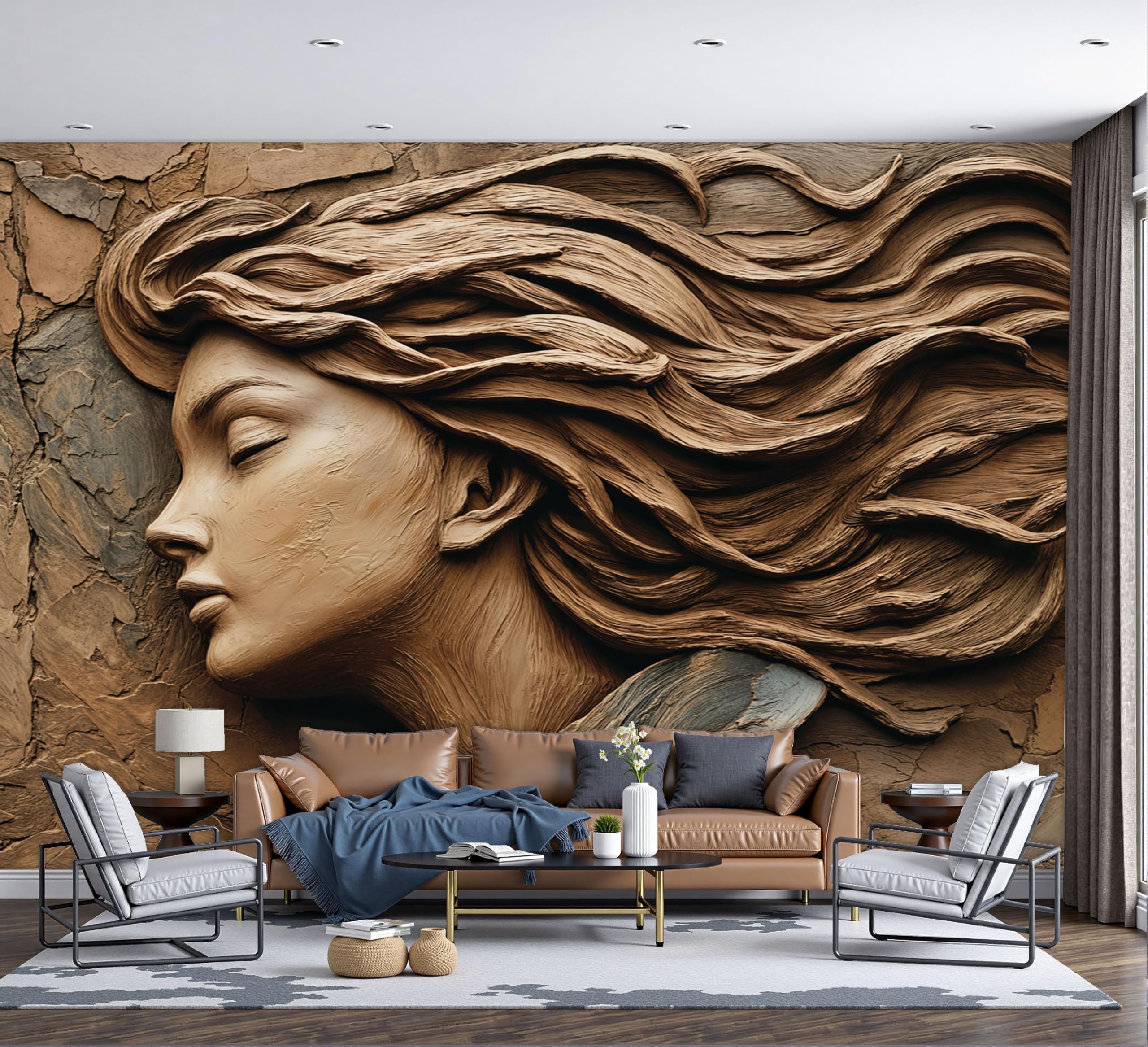 Fresque murale panoramique fleur bleue pour relooker un salon