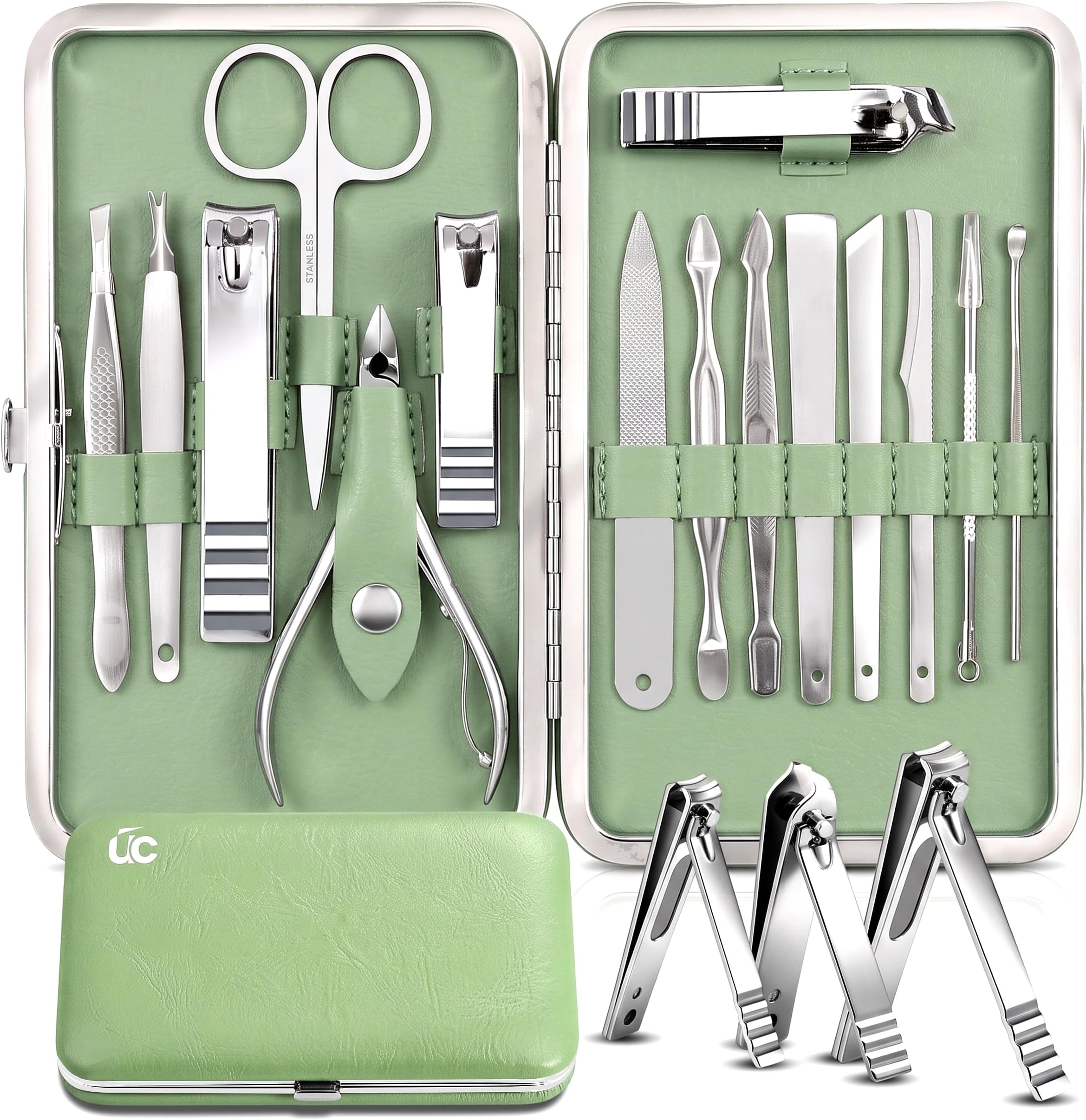 Manicure Set Professional Nail Clippers Kit | 16-Piece Manicure & Pedicure Nail Kit Gift Set for Men Women with Fingernail & Toenail Clippers, Premium Travel Case