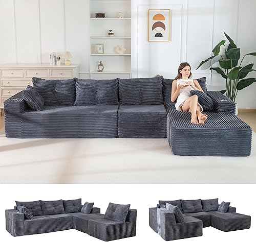 Miniatura 51 de MAXYOYO Sofá modular de 104 pulgadas con diván en forma de L, moderno sofá deshuesado para sala de estar, sofá en una caja, sofá cama de gran tamaño