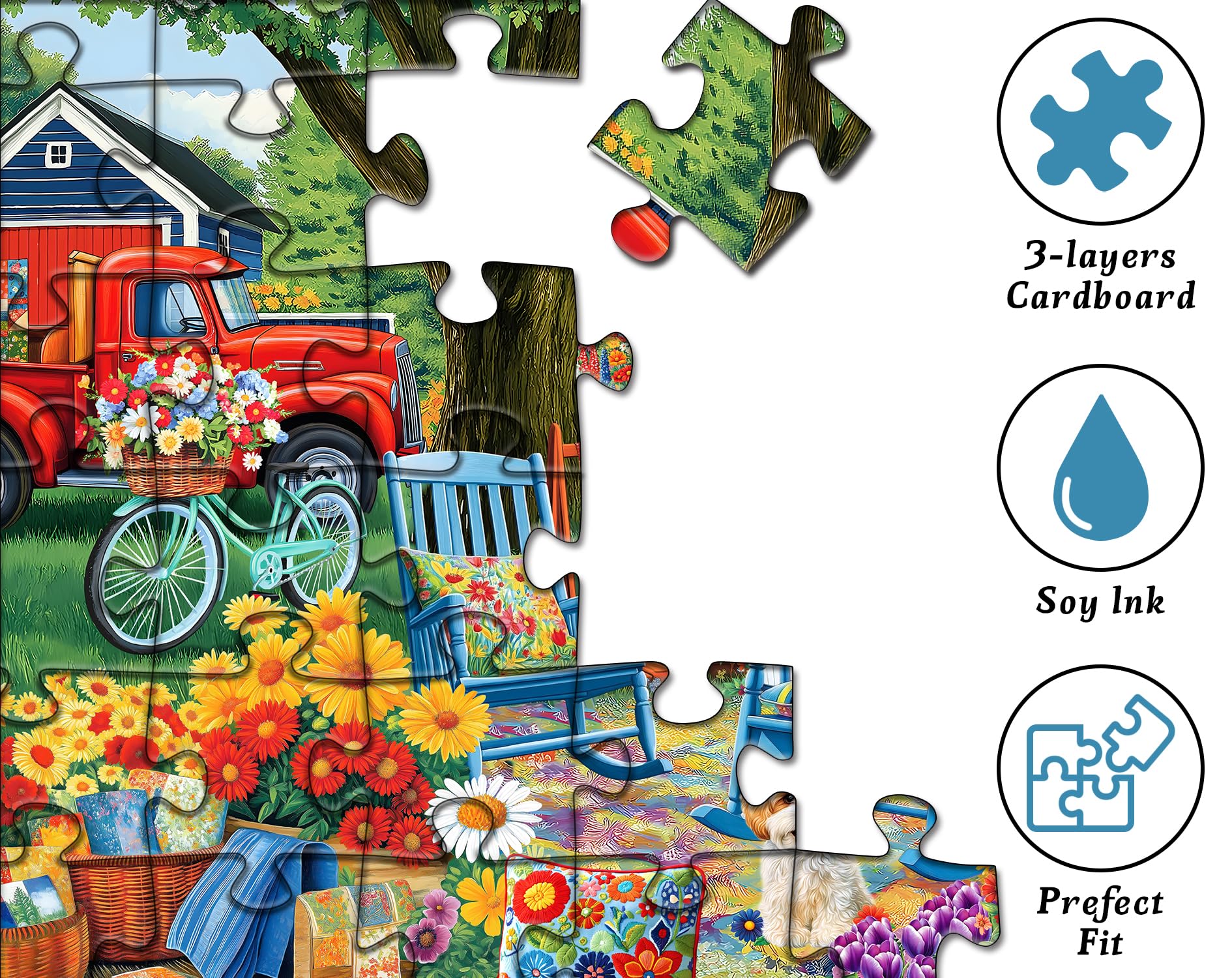 PICKFORU Nature Flower Jigsaw Puzzle - 1000 Pieces, Spring Plant & Floral Scenery, Dog & Cat Themed, Challenging for Adults - Image 4
