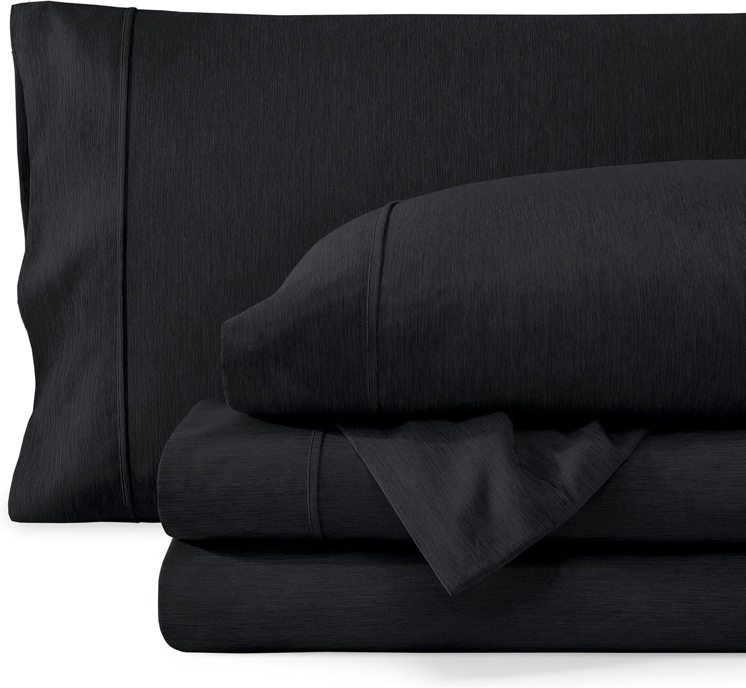 Bare Home California King Sheet Set - 1800 Ultra-Soft Microfiber Cal King Bed Sheets - Double Brushed - Deep Pockets - Easy Fit - 4 Piece Set (California King, Heathered Black)