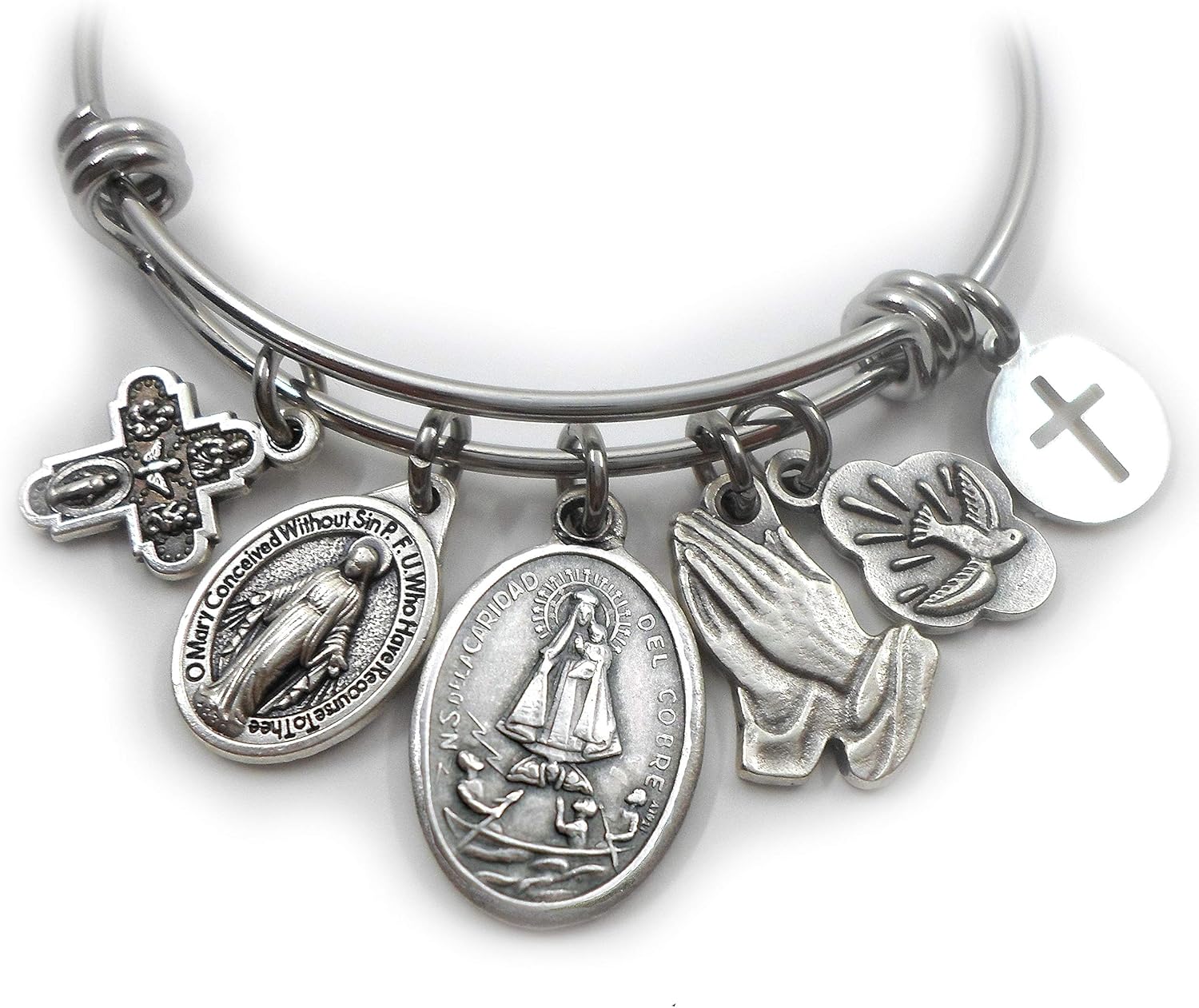 Virgen de la Caridad del Cobre Bangle Bracelet, Virgin Mary, Our Lady, Patroness of Cuba, Catholic Jewelry Gift, Nuestra Senora de la Caridad del Cobre